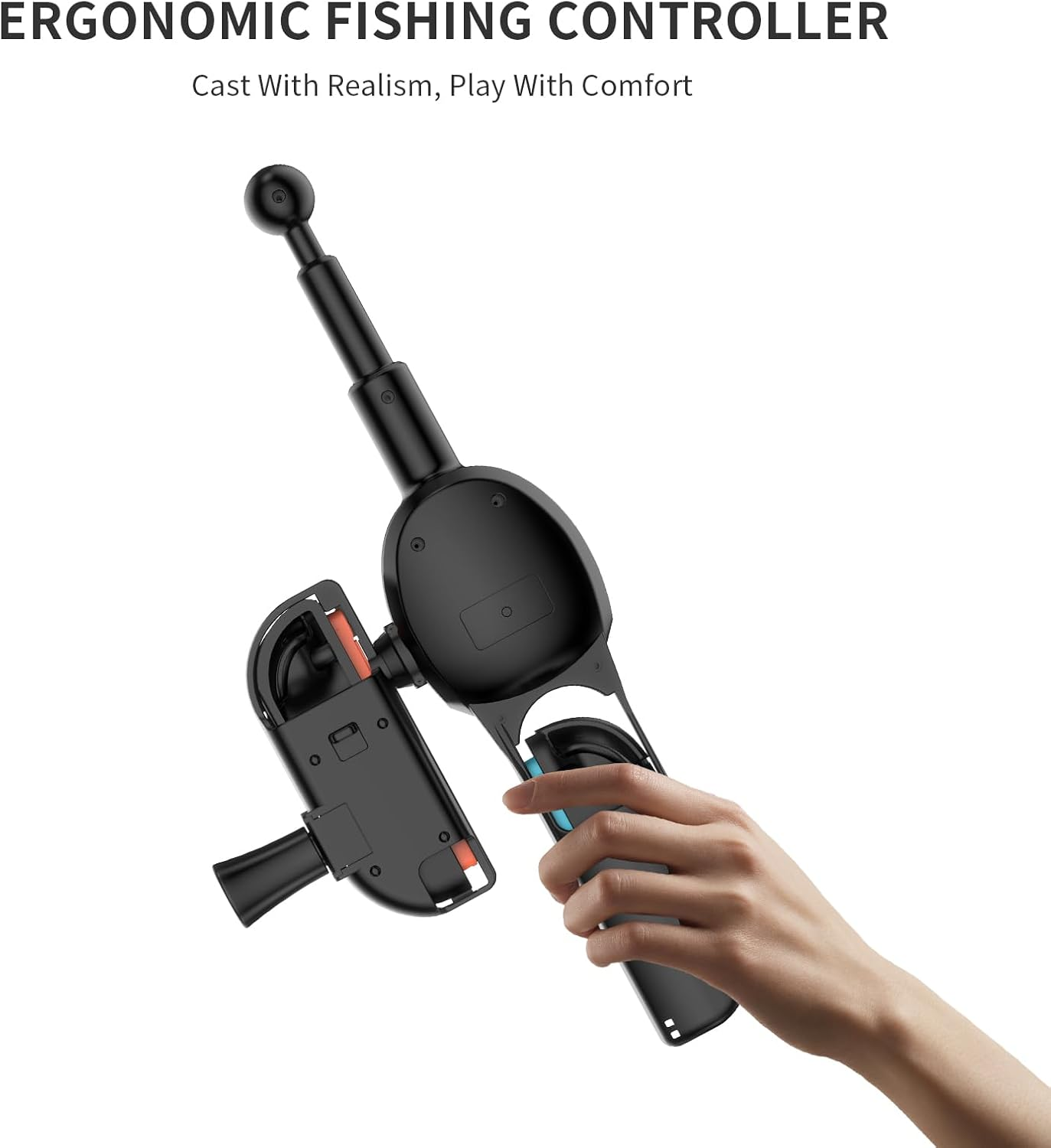 JDDWIN Fishing Rod Controller for Nintendo Switch 2 Joy-Con, Realistic Fishing Games Handle Grip Accessories Kit Compatible with Bass Pro Shops & Fishing Simulators image number 2