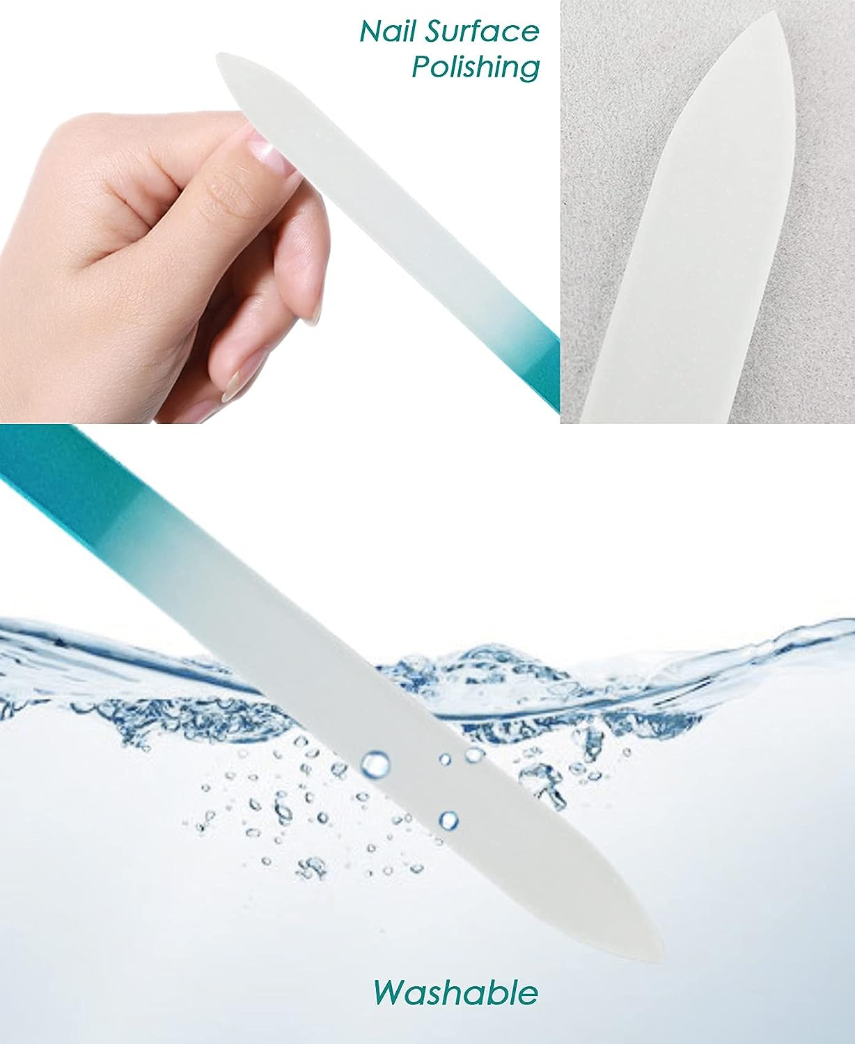 4 Pieces Glass Nail Files with Hard Protective Cases, Beauties Factory Double-Sided Reusable Sandy Glass Nail File with Portable Case for Fingernails, Natural, Gel and Acrylic False Nails (4 Colors - Purple, Pink, Candy Green, Cream White) image number 3