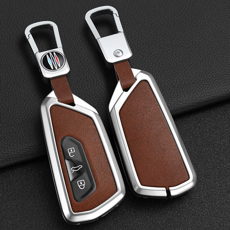 Smart Key Protector Key Cover Fit for VW Volkswagen Golf 8 MK8 GTI GTD ID.3 ID.4 Key Shell Fit for Seat Tarraco Ateca Cupra Formentor Leon Skoda Octavia 3 Buttons Key Fob Holder Silvery Brown image number 4