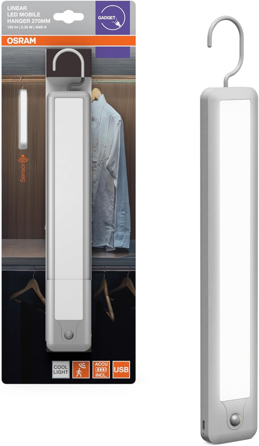 OSRAM LINEARLED Mobile Pendant Light with Hanging Device in White, USB Charging Function, Switch and Motion Sensor, 3 M Radius, IP20 Protection for Indoor Use image number 4