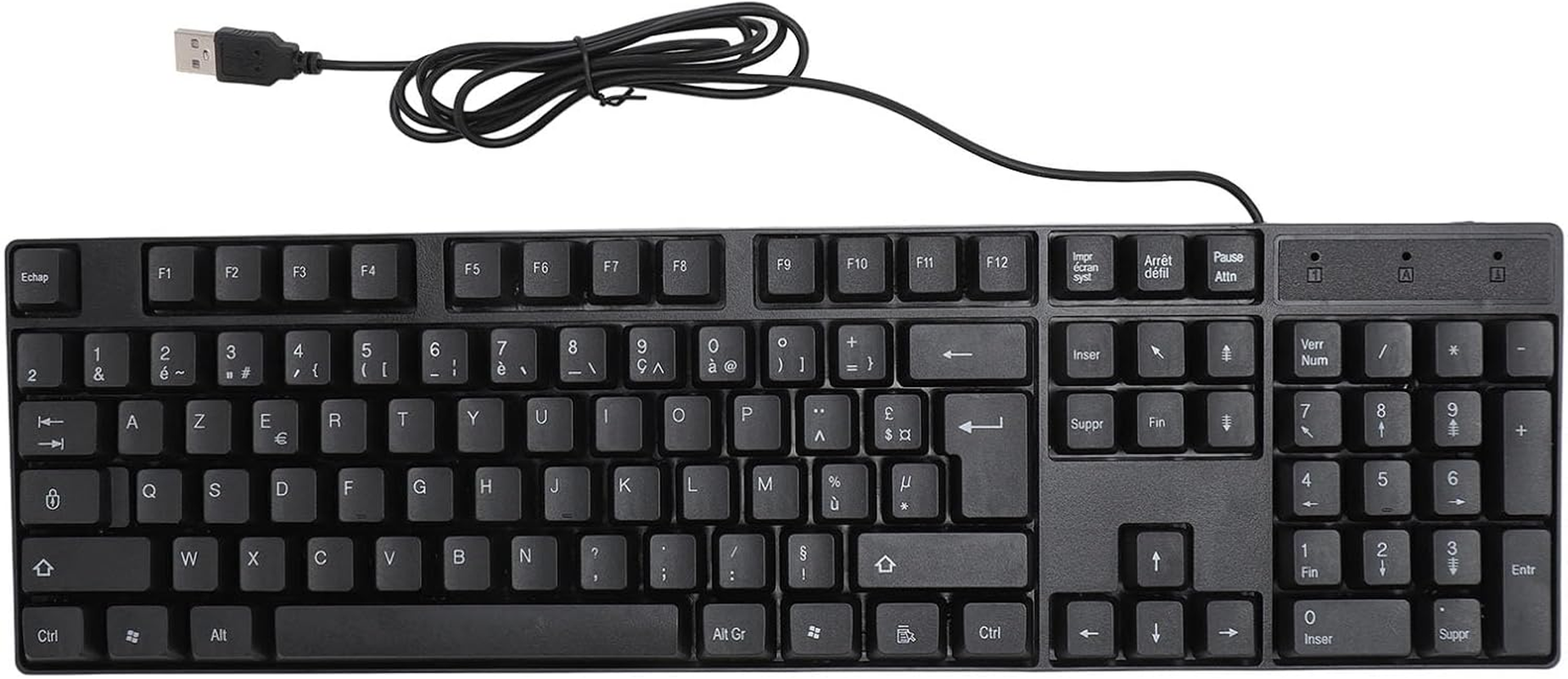 AZERTY Keyboard, French AZERTY Layout Keyboard, 104 Keys USB Wired Keyboard with 4.9Ft Cable, Slim Keyboard for Desktop Laptop Computer image number 1