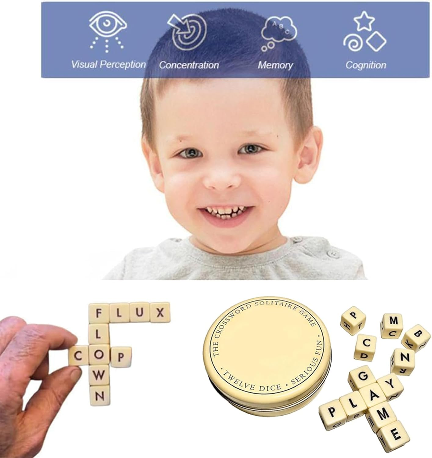 2Pcs Solitaire Dice Word Game for Travel - Classic Letter Game for Word and Puzzle Lovers image number 4