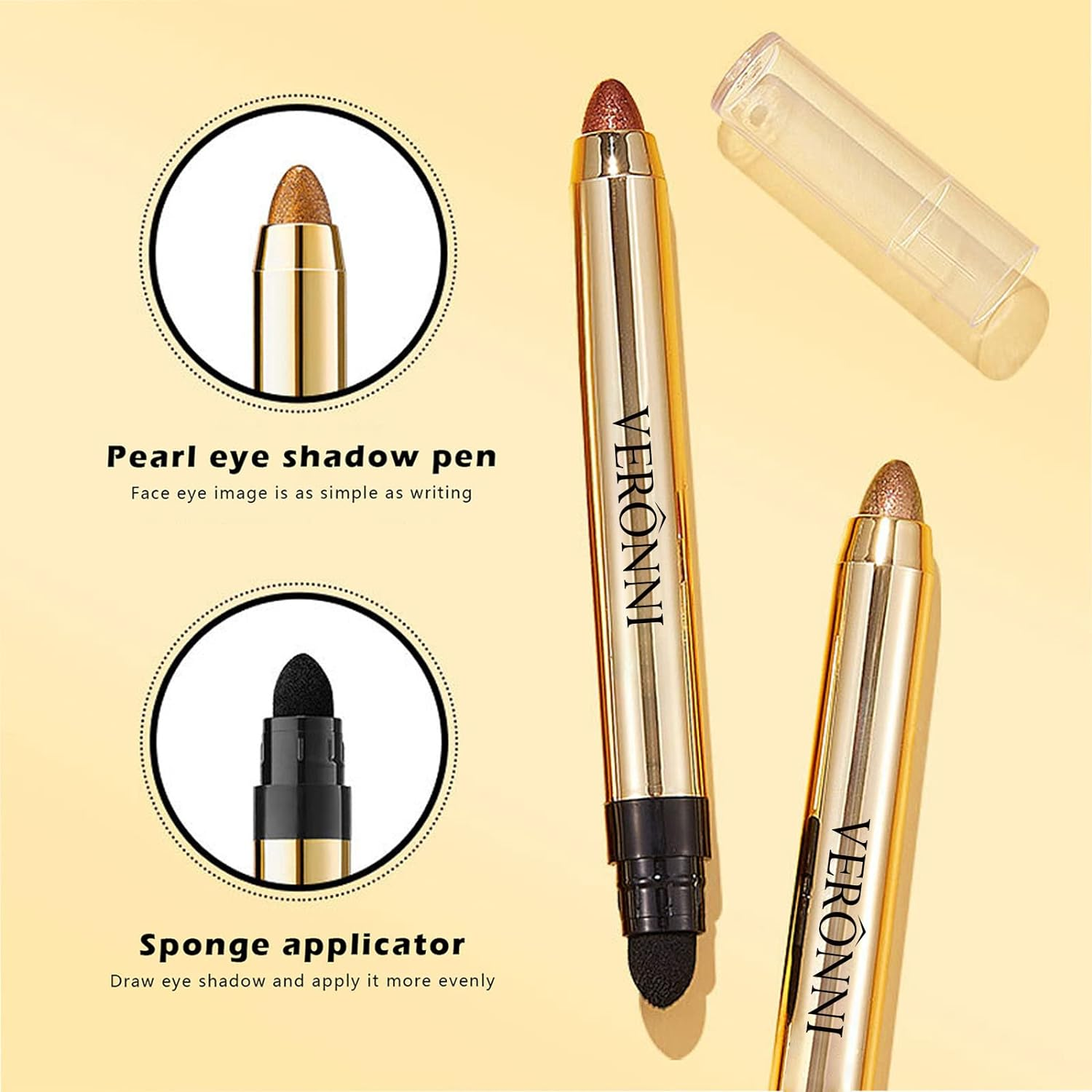 VERONNI Eyeshadow Stick, 3PCS Creamy Shimmer Eye Shadow Stick Set , Waterproof Long Lasting save Makeup Time Eye Pencil with Soft Smudger (3PCS SET 01) image number 2