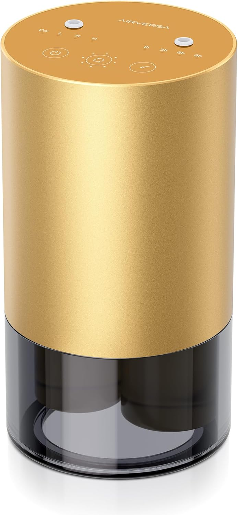 Airversa Dual-Nozzle Waterless Essential Oil Diffuser for Home Rechargeable Scent Diffusers with 5 Timer Settings, 4 Mist Levels with Vehicle Mode for Car Room Studio Office, Black Metal