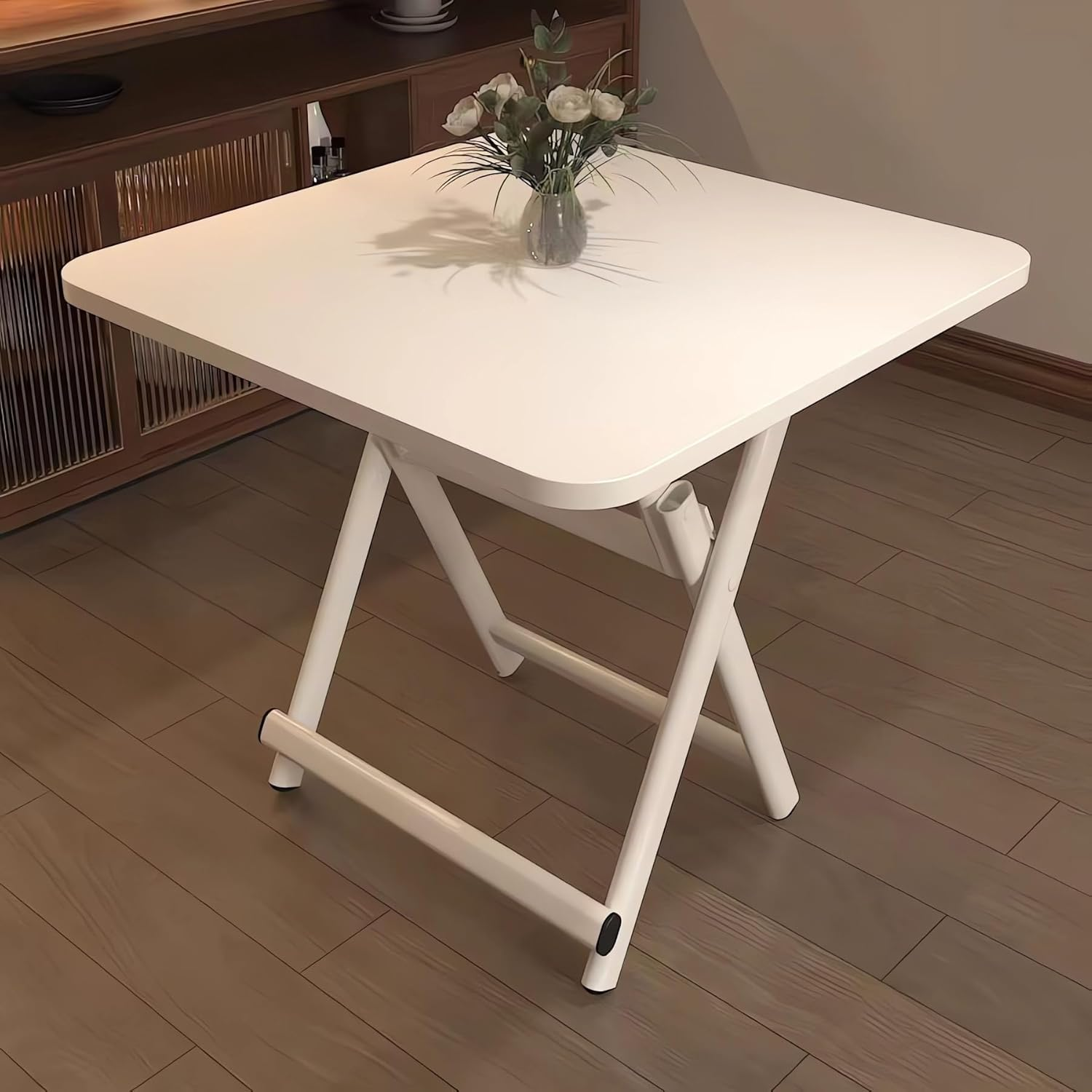 Folding Table, Dining Table, Camping Table, Balcony Table, Camping Side Table, Living Room Study Table, Student Dormitory Tables A109 (White, 60X60X50CM) image number 1