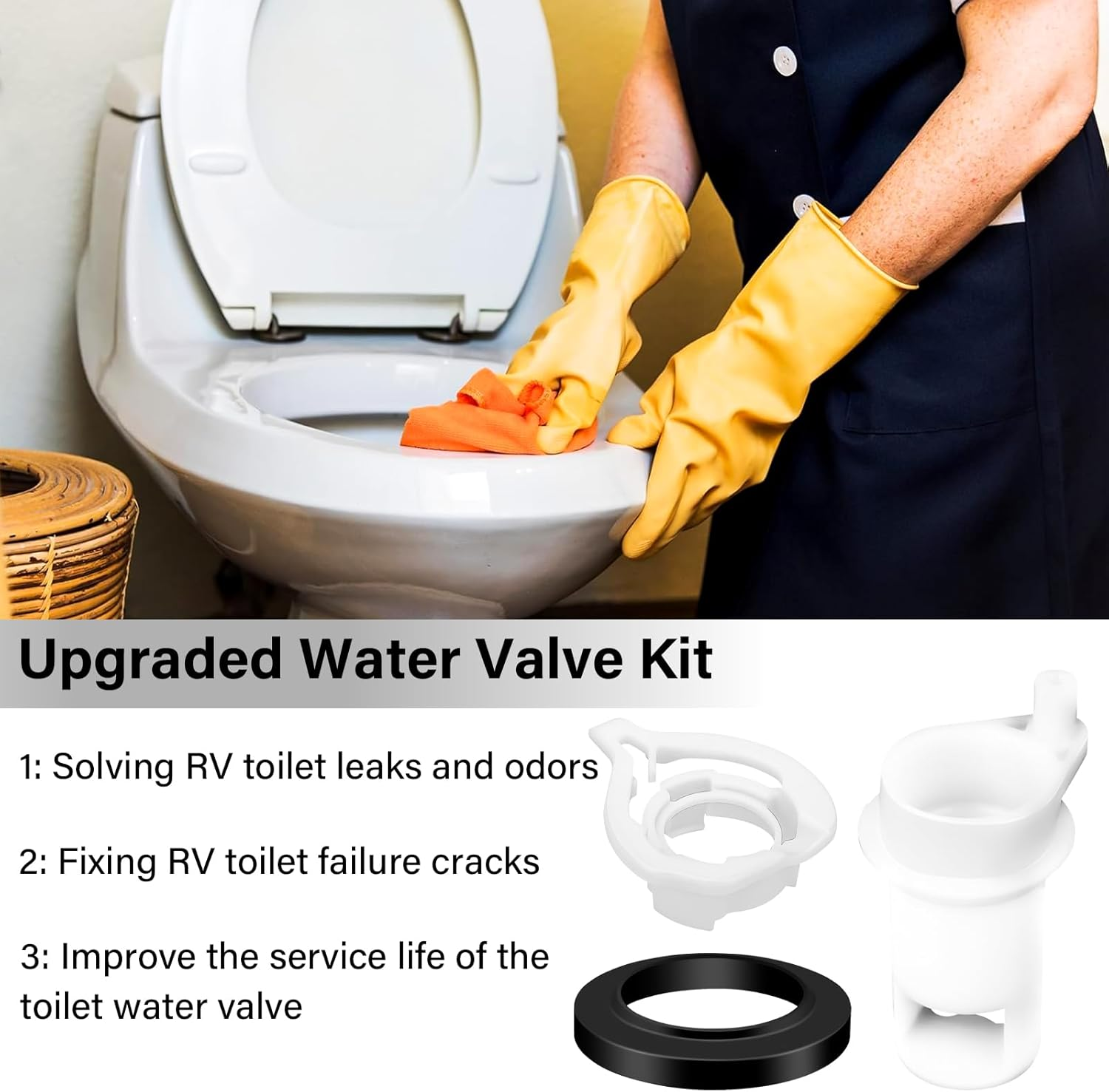 42049 New Upgraded Water Valve Style II Kit for Thetford Aqua Magic Style II Toilets with Closet Flange Seal image number 4