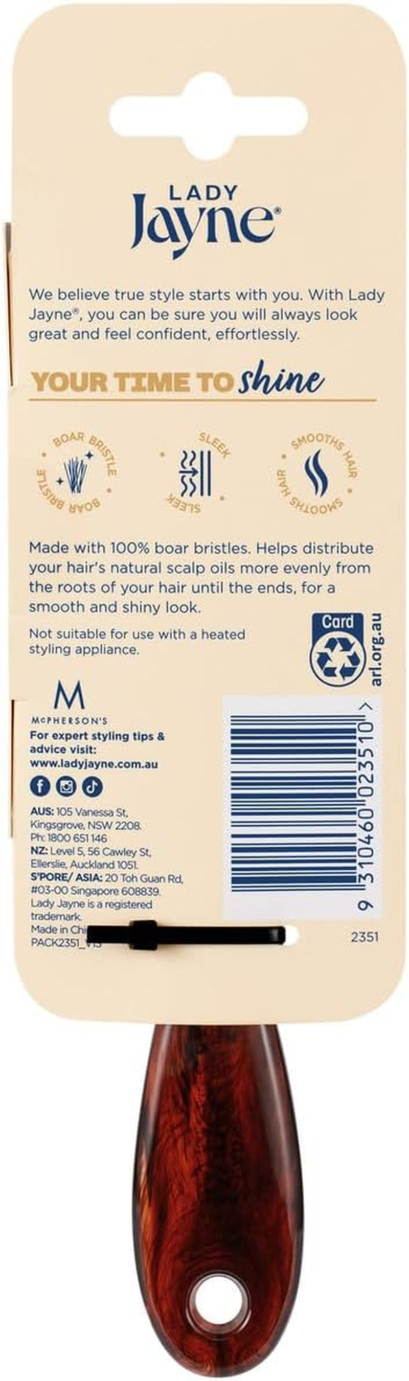 Lady Jayne Purse-Sized 100% Boar Bristle Pad Brush