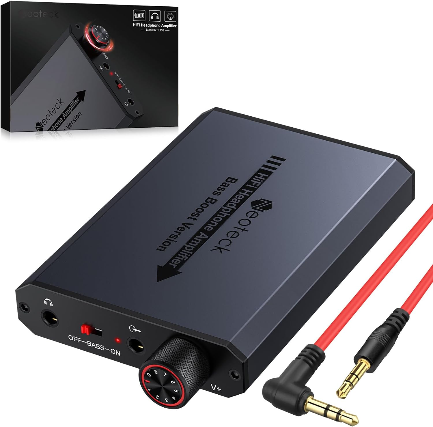 Neoteck Headphone Amplifier 3.5Mm with Bass Amplifier Portable Amplifier 16-300 Ohm Audio Headphone Amplifier for Phones, MP3, MP4 Computers, PS4, PS5 Controller image number 2