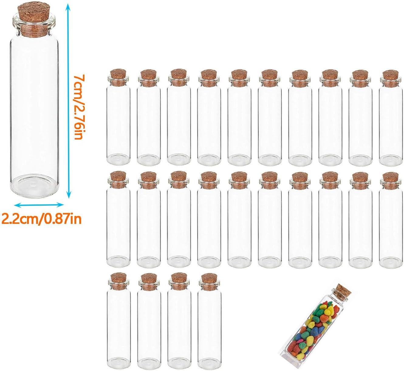 24 Pcs Corked Glass Baby Teeth Hair Keepsake Bottles Mini Wishing Jars for DIY Decoration for Preserving Memories, Glass Bottles Cork Stoppers Decoration Mini Glass Vials Cork Message Bottle image number 5
