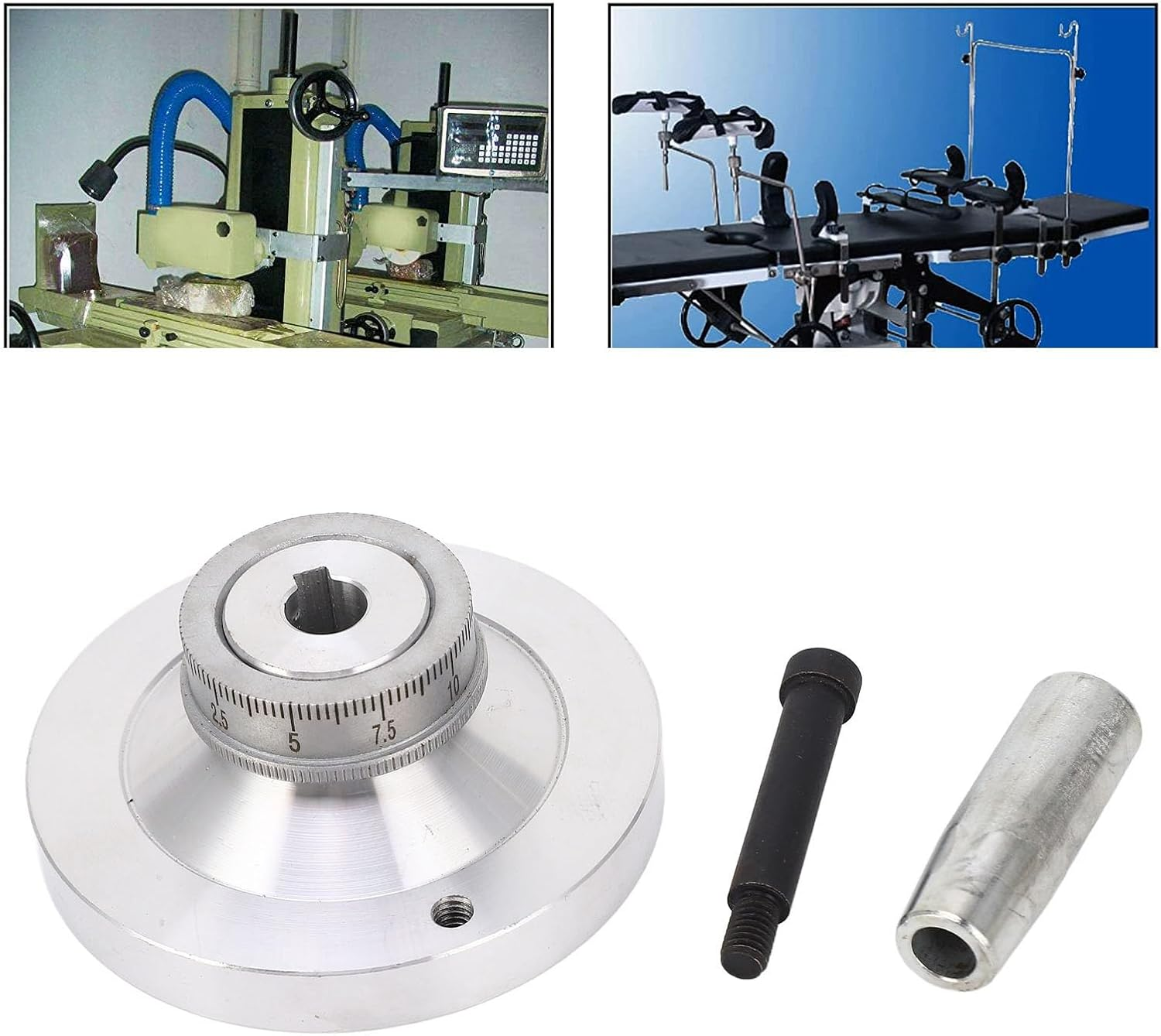 GRCFUMO Lathe Handwheel, 80Mm Aluminum Alloy Hand Wheel with Crank Handle, round Hand Wheel for 7X12 7X14 0618 CJ18A Mini Lathes image number 1