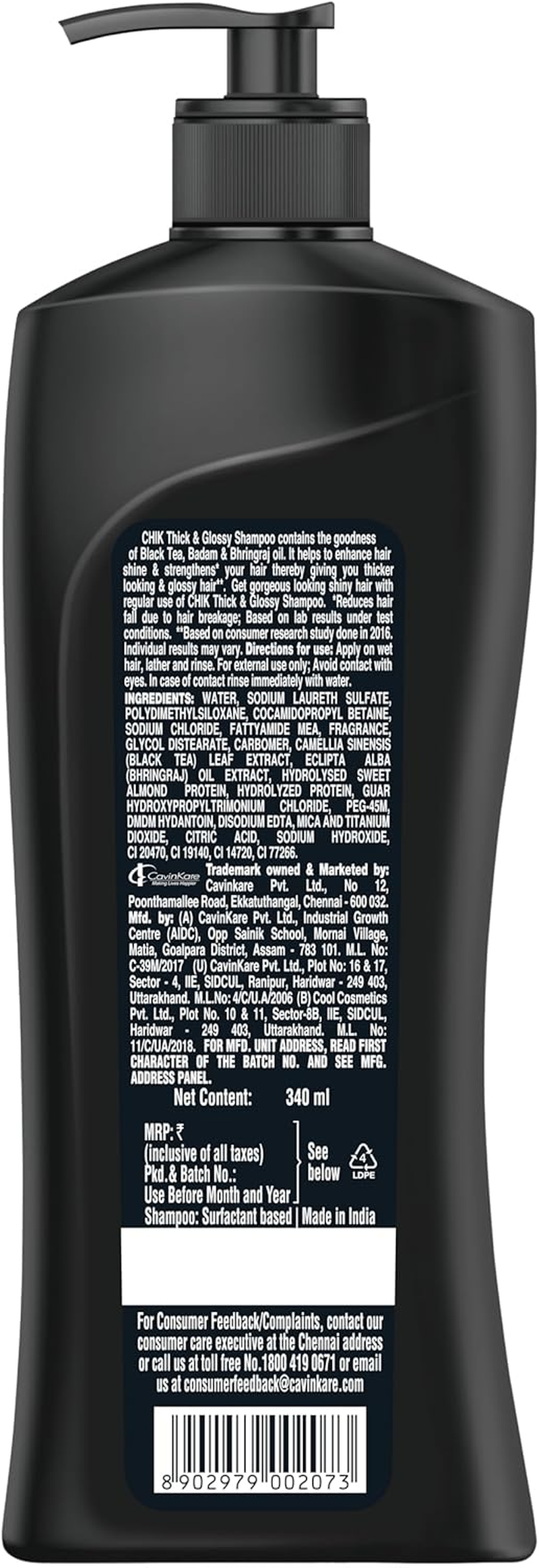 Chik Thick & Glossy Black Shampoo, 340Ml image number 2