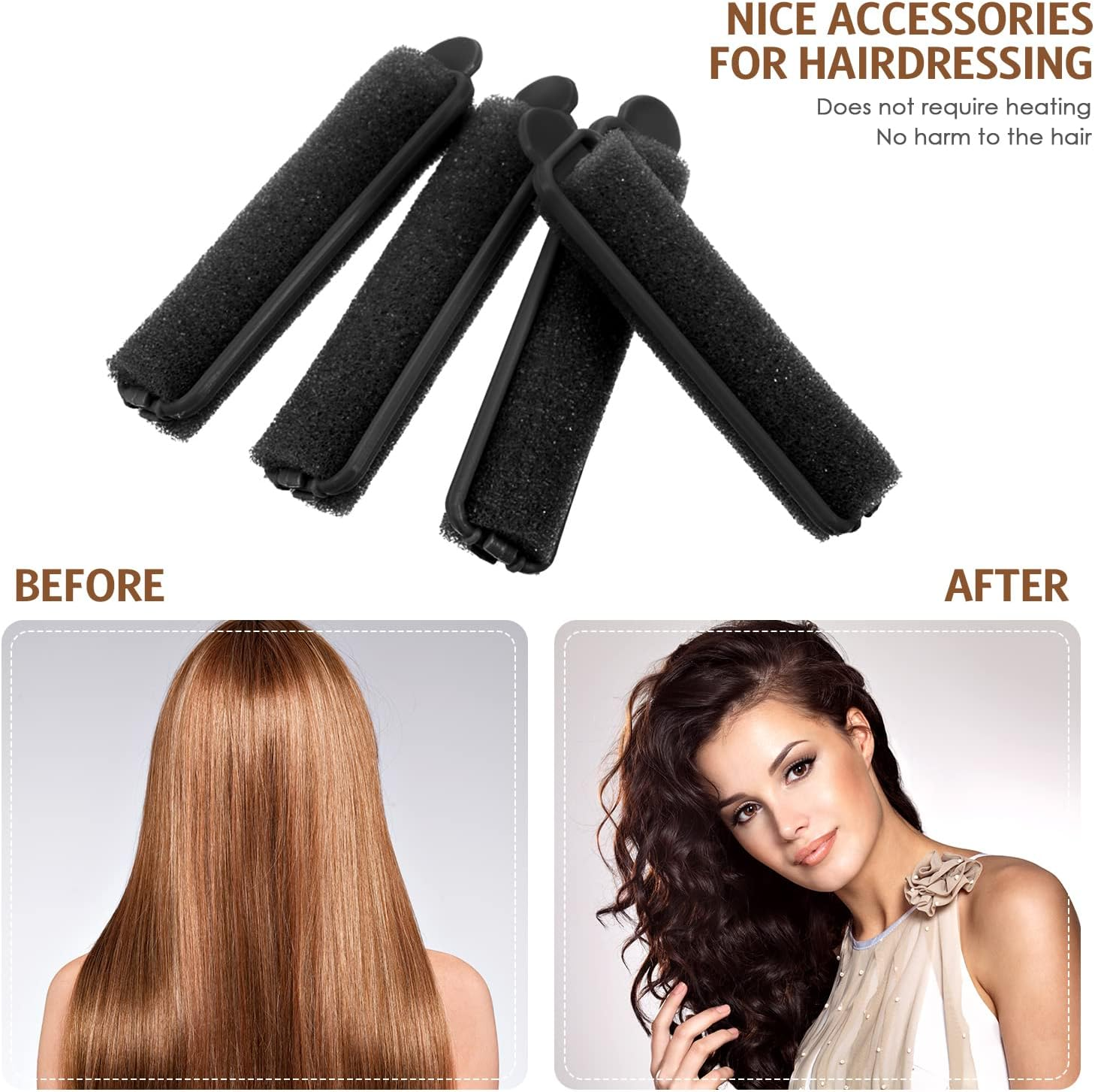 Syhood 43 Pcs Foam Sponge Hair Rollers Women 0.59 Inch Soft Sleeping Curlers Flexible Sponge Curler Tool and Rat Tail Comb for Hair Styling Hairdressing Overnight Curl and Volume(Black) image number 5