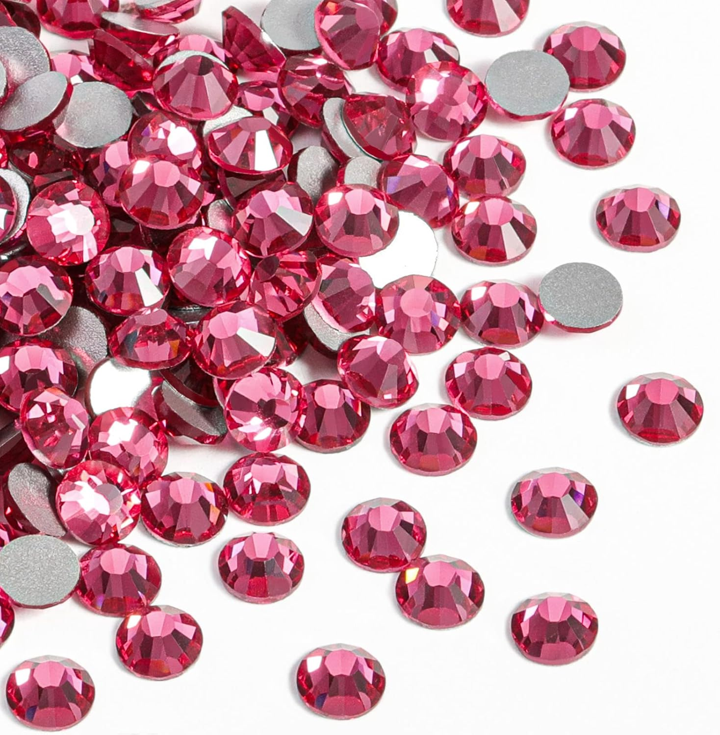 Beadsland 1440Pcs Flat Back Crystal Rhinestones round Gems for Nail Art and Craft Glue Fix,Rose (Ss20(4.6-4.8Mm)) image number 4