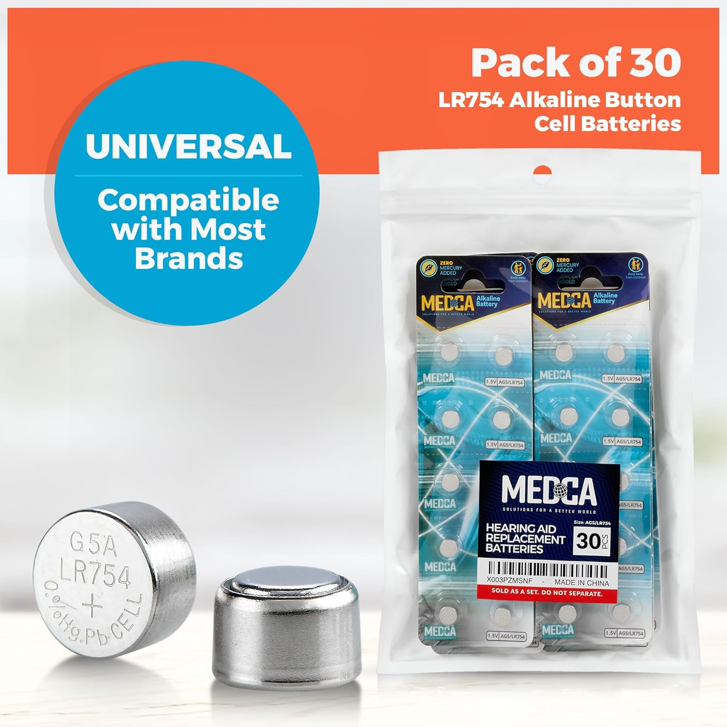 AG5 LR754 Batteries - 30 Count Pack - 1.5V Alkaline 754 LR48 193 Battery Button Coin Cell Batteries image number 6