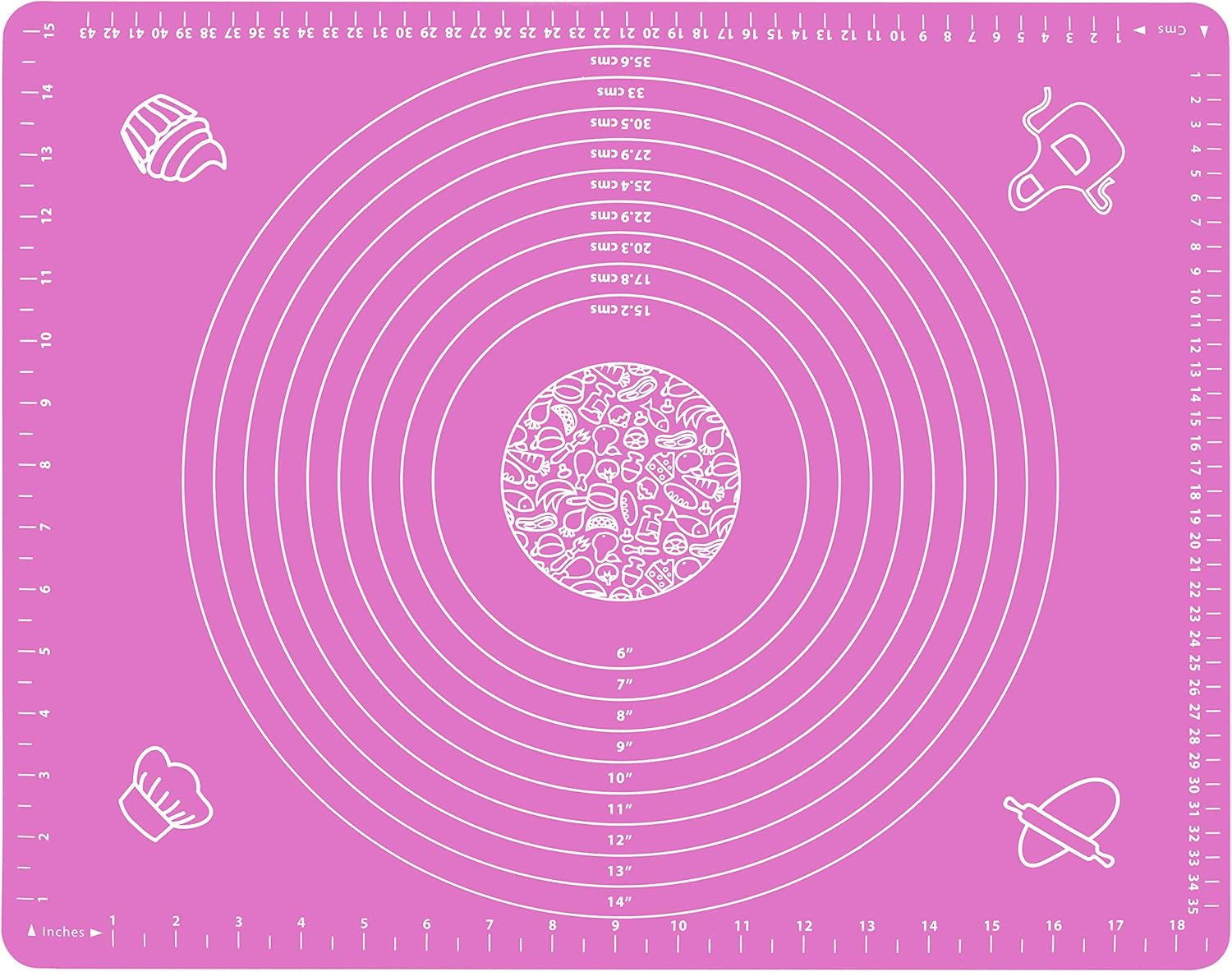 Silicone Baking Mat for Rolling Pastry Dough with Measurements, 19.7" X 15.7" BPA Free Non Stick and Non Slip Pink Table Sheet Baking Supplies for Bake Pizza Cake