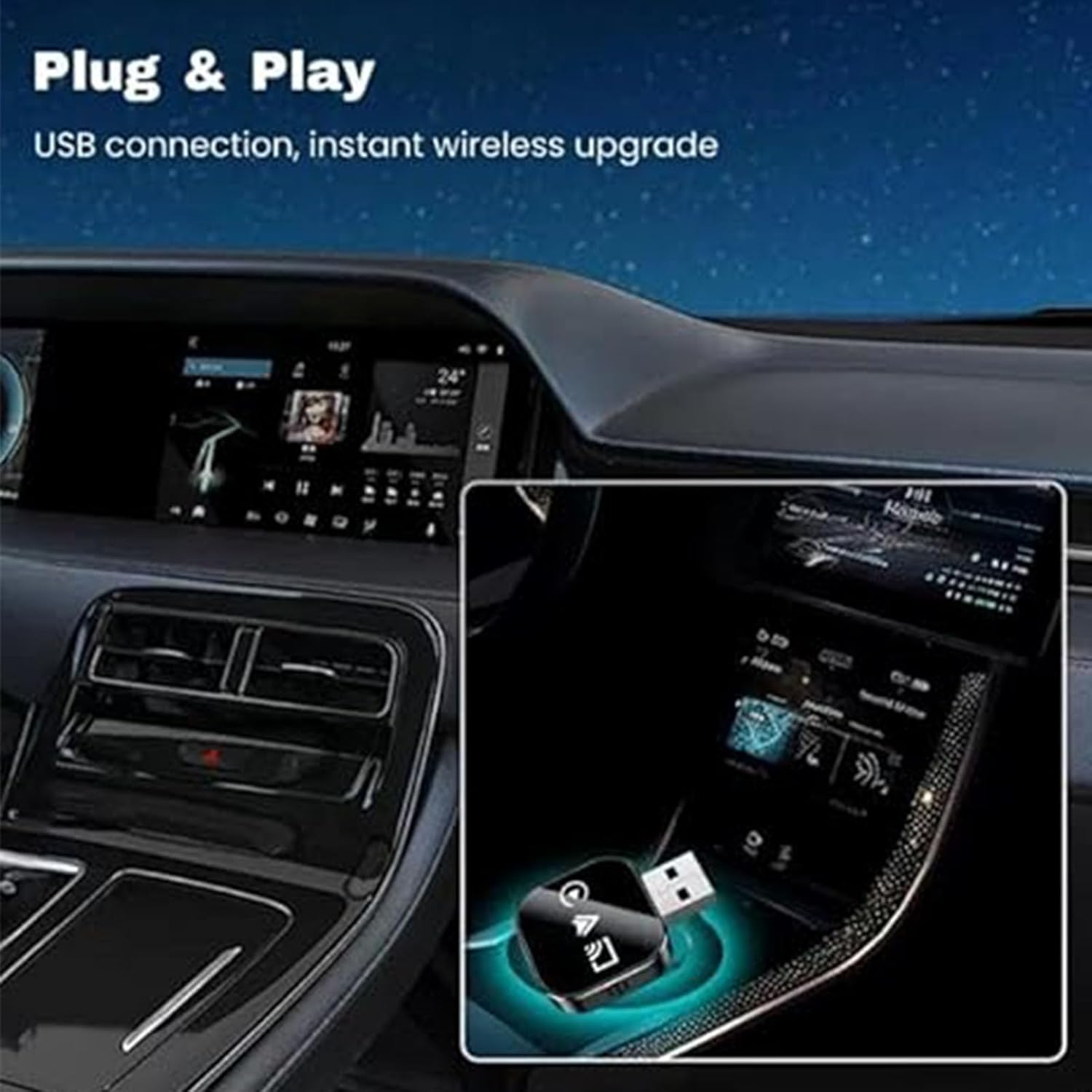 Kivont 3 in 1 Adapter, 2026 Upgrade Mini Wireless Car-Play Adapter, Kivont 3 in 1Car Adapters, Plug and Play Car Adapters, for Car Play (Black,Apple) image number 5