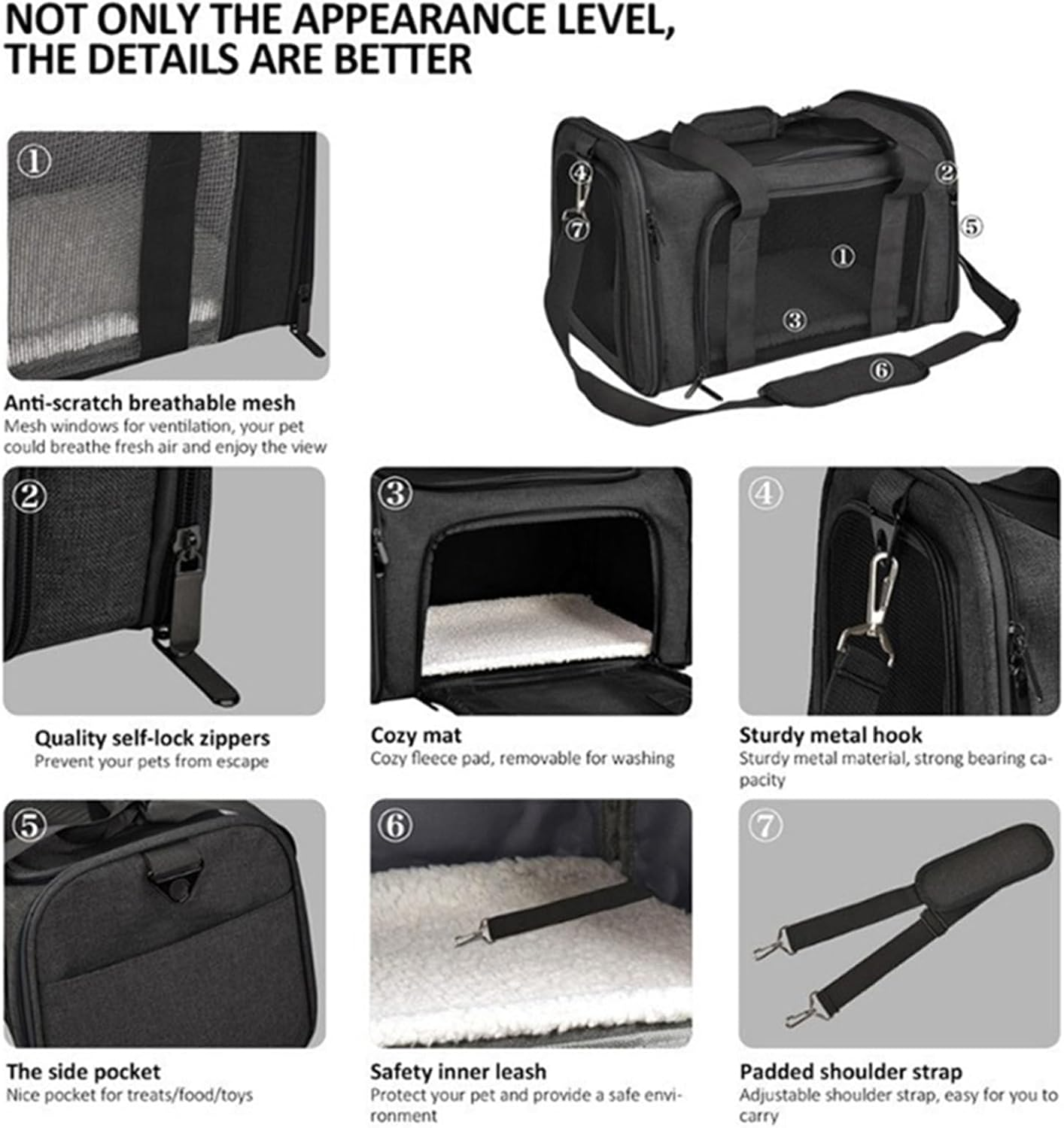 Large Cat Carriers Dog Carrier Pet Carrier for Medium Large Cats Dogs up To, Large Dog Carrier Soft Sided, Collapsible Travel Puppy Carrier (Large, Black) image number 1