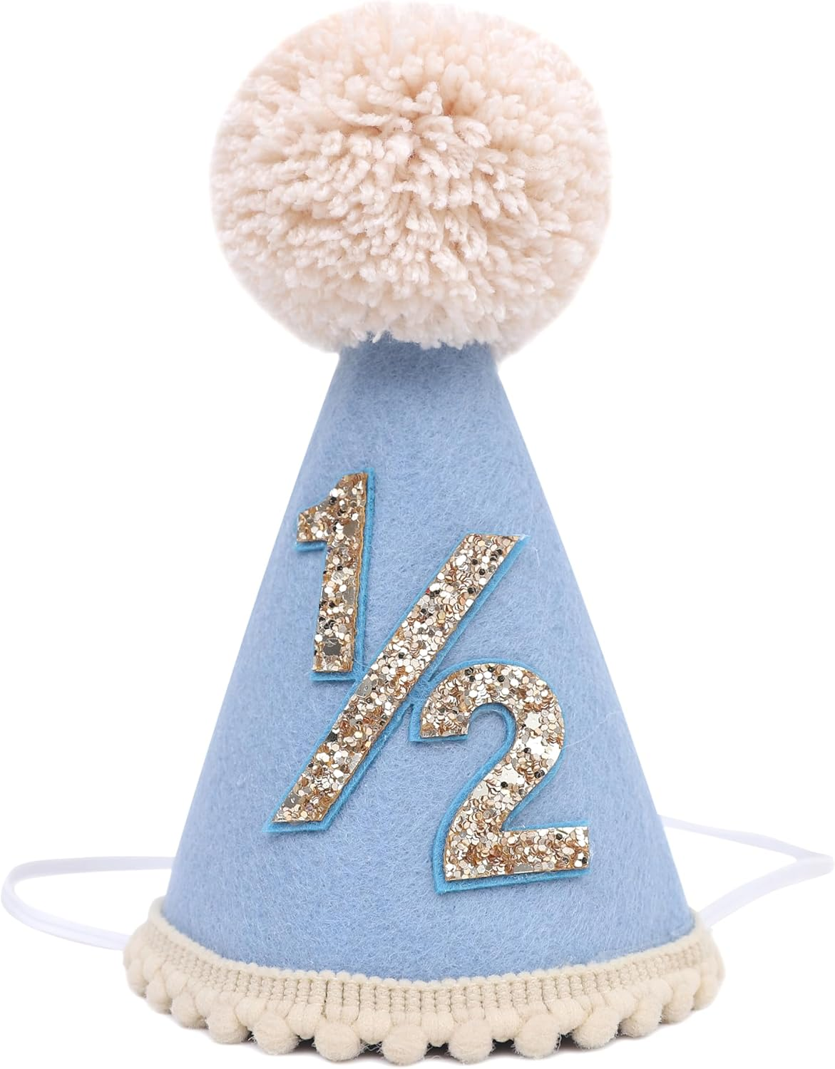 Half Birthday Hat -Baby 1/2 Birthday Cone Hat,Six Months Decorations,Party Hat Outfit for Girls/Boys