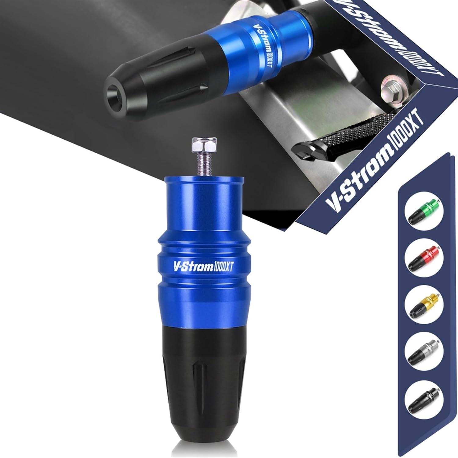 Motorbike Frame Sliders for S┐Uzuki Vstrom1000Xt V-Strom 1000XT Vstrom 2002-2018 2017 2016 Motorcycle Accessories Aluminum Exhaust Slider Crash Protector (Color : Black, Size : Vstrom1000Xt) image number 3