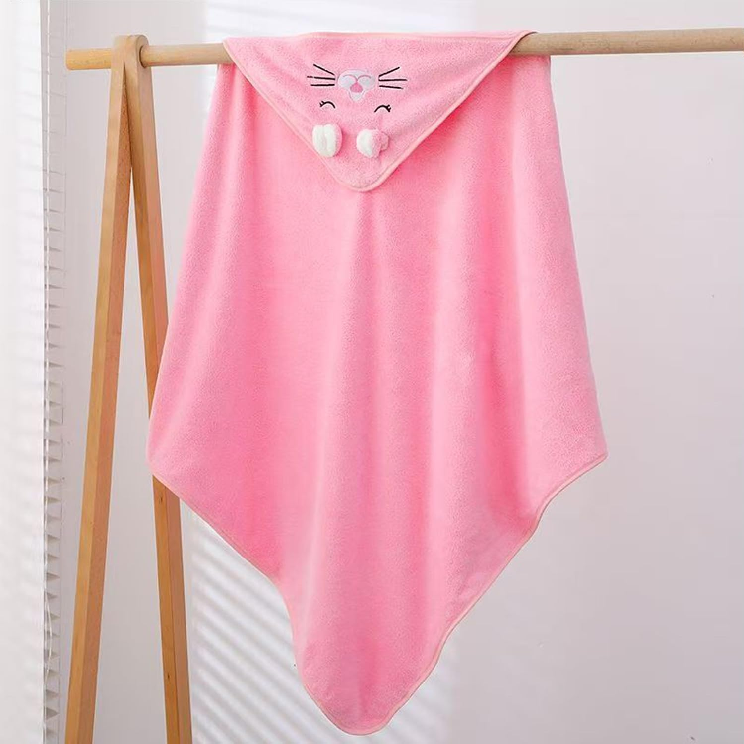 Baby Hooded Towel, 2Pack Baby Blanket,Unique Animal Design Ultra Soft Absorbent and Non-Balling Cotton Baby Bath Towel, for Boy and Girl (Pink)