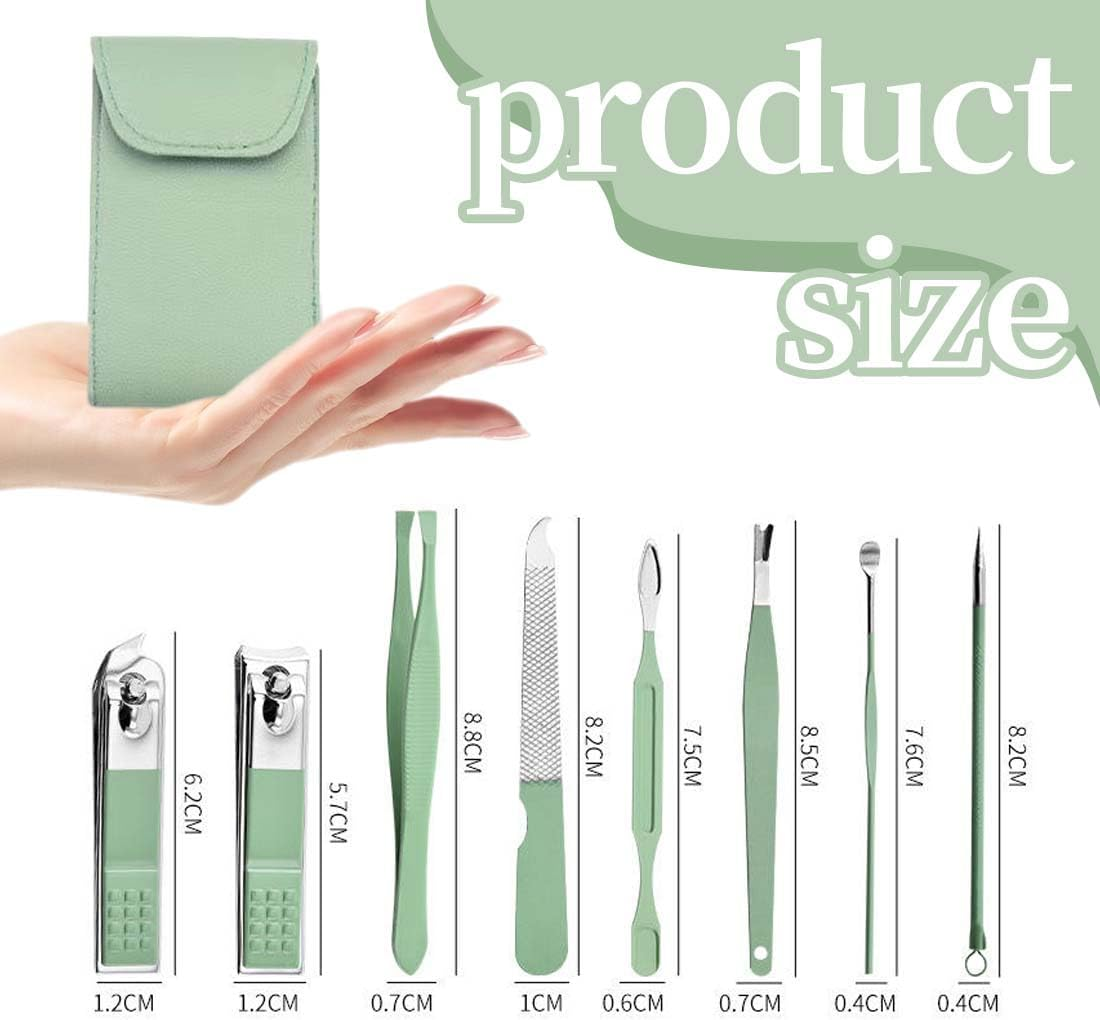 MUNZE Manicure Set 9-Piece - Professional Nail Set and Pedicure Set for Men and Women, Nail Case - Green, Pocket Size, Portable, Ideal for Travel, Home Use image number 5