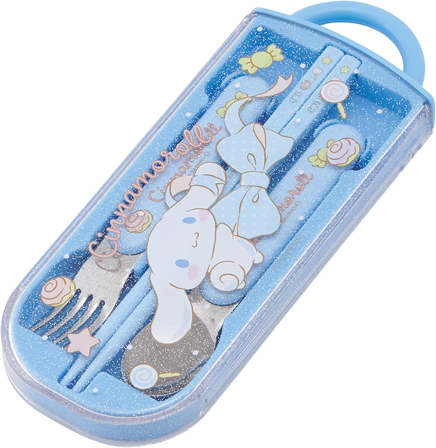 Skater TACC2AG Children'S Lunch Box Trio Set, Chopsticks, Spoon and Fork, Antibacterial, Easy to Open Slide Type, Made in Japan, Sanrio Cinnamoroll, Big Ribbon, Girls image number 4