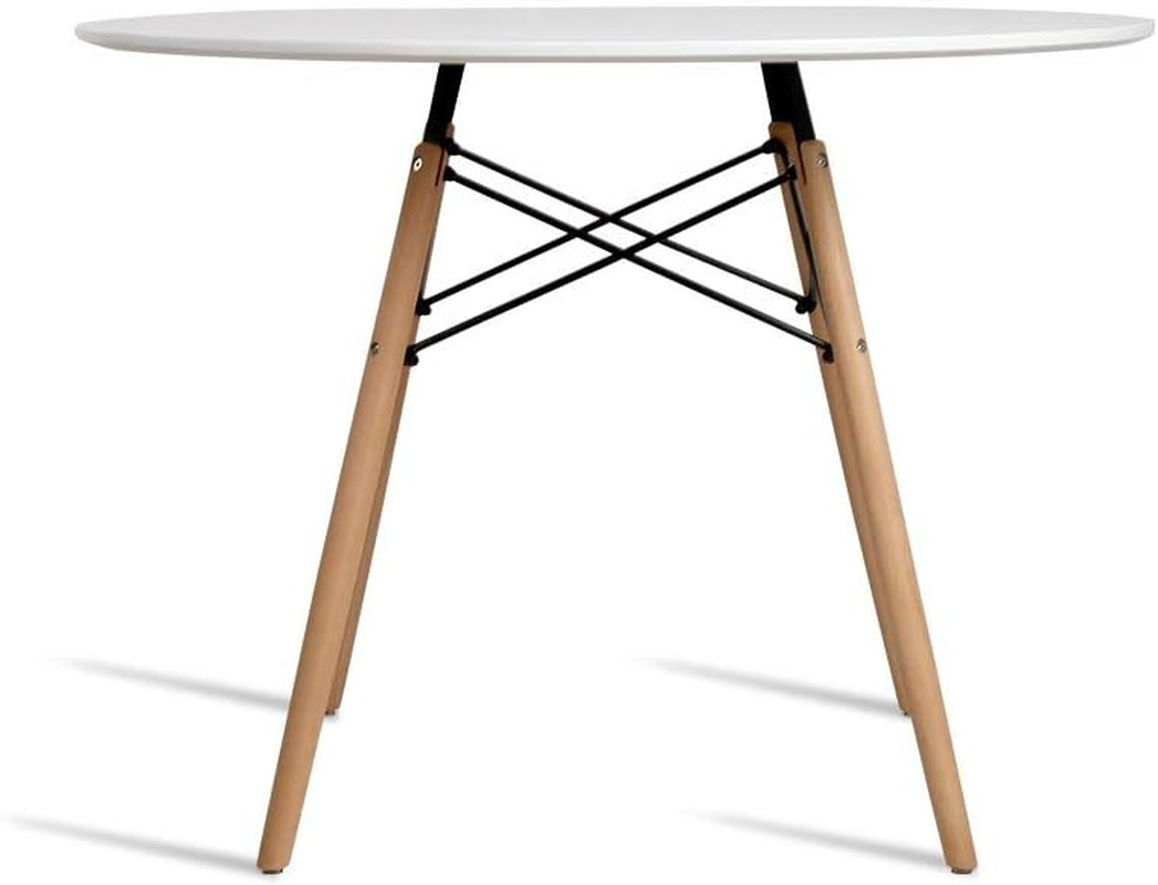 Artiss Dining Table round White Coffee Tables Side Buffee Desk Lounge Desks Home Living Room Bedroom Kitchen Office Cafe Restaurant Furniture, 4 Seater 100Cm Wide, Wooden in 73Cm Height image number 4