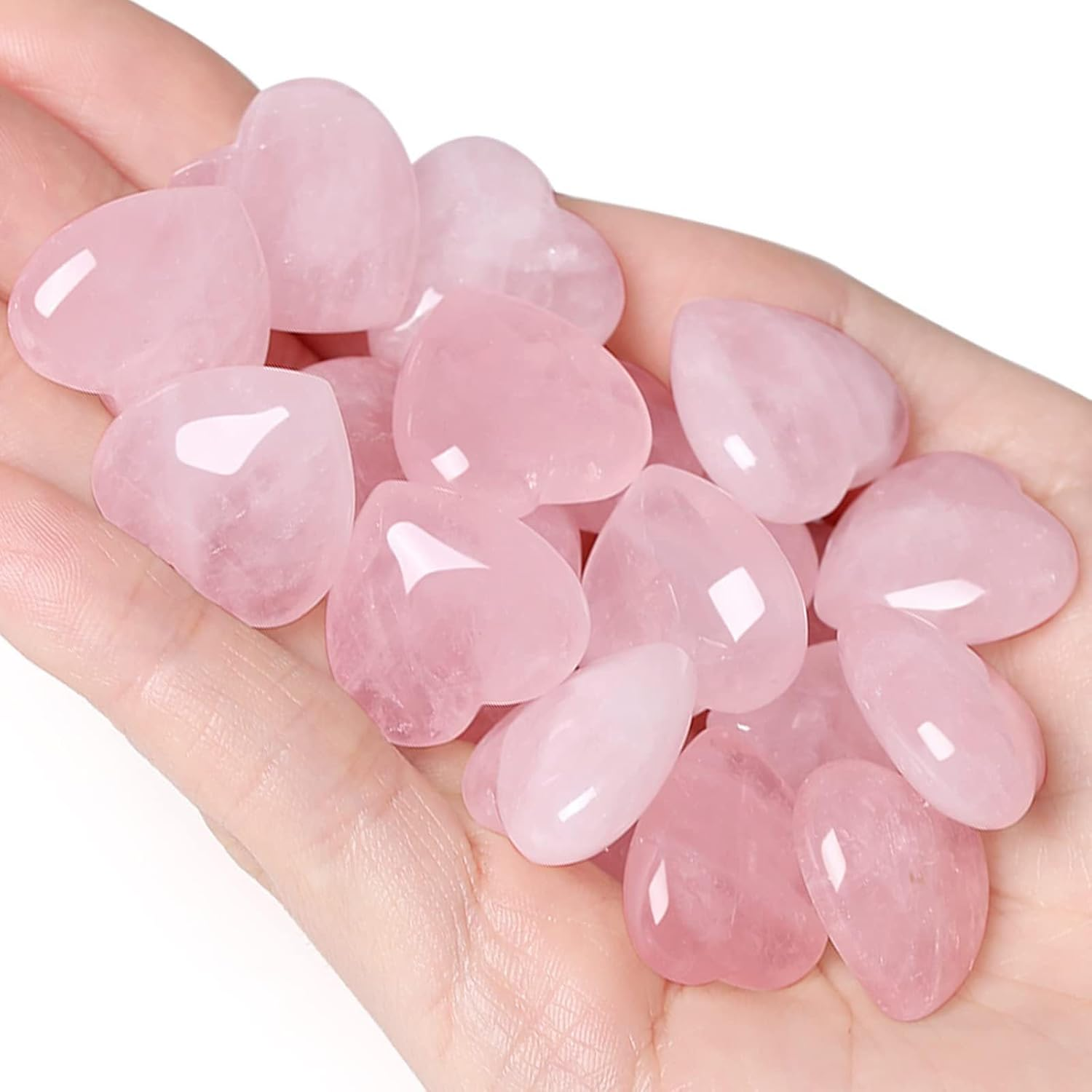 20Pcs Heart Shaped Worry Stones, Mixed Natural Stones, Multiple Colors, DIY Jewelry, Meditation, Gift
