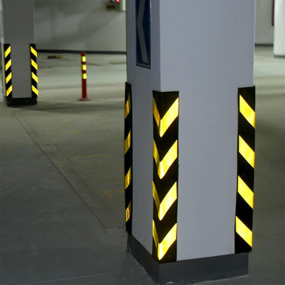 4 Pcs Reflective Rubber Wall Corner Guard,Garage Wall Guards Edge Rubber Protector Walls Corner,Garage Corners Edge and Bumpers Corners Guards,For Parking Protection Car Horn Guardrail Post image number 1