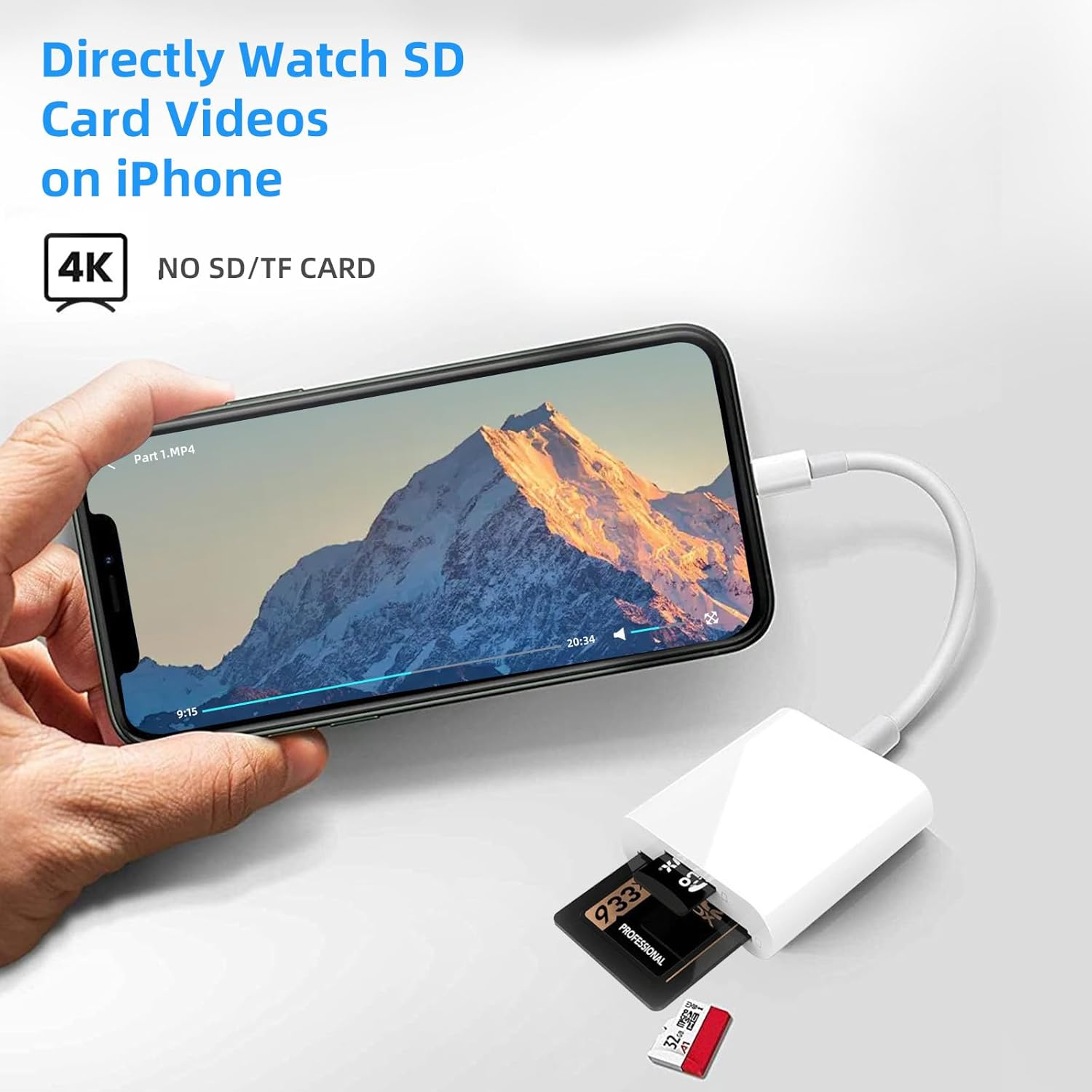 Apple Lightning to SD/TF Dual Card Slot Reader for Iphone/Ipad, SD Card Reader for Iphone 2 in 1 Micro SD/TF Memory Card Adapter,Apple Lightning to SD & TF Card Reader to Phone,Travel Essentials image number 4