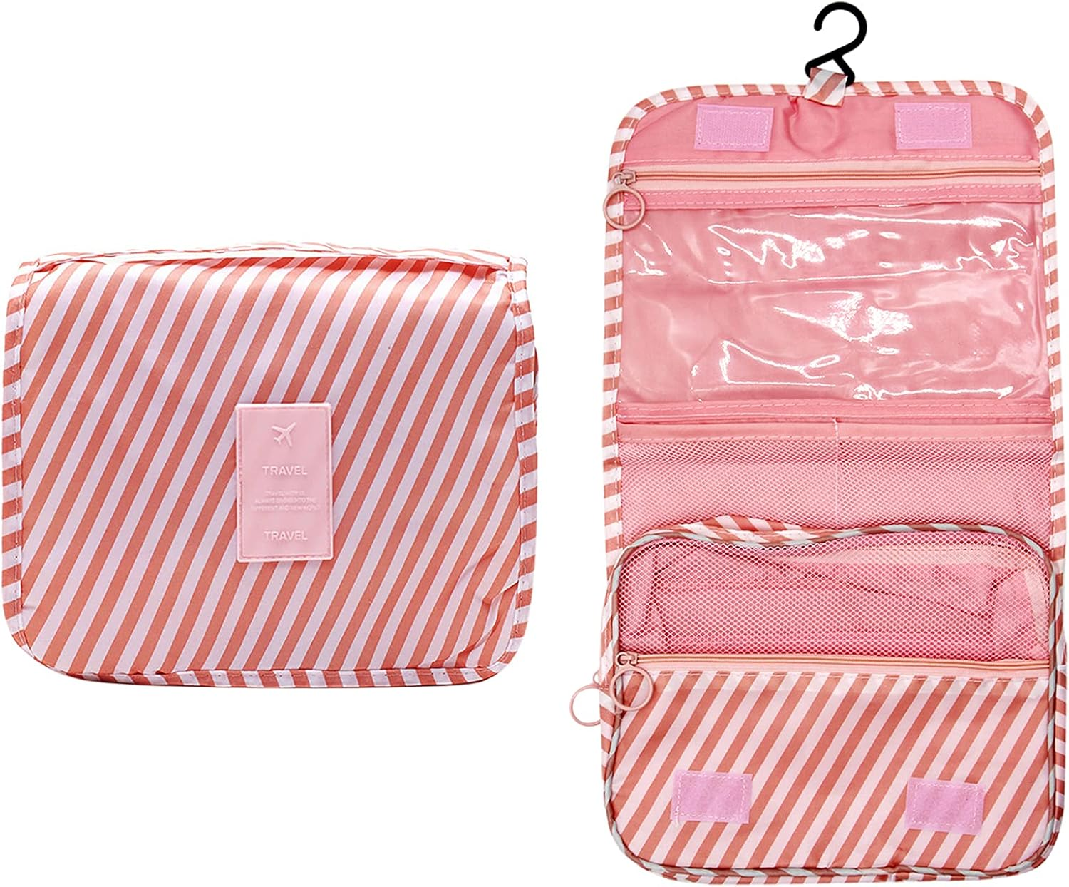 DDPOND Toiletry Bag, Large Cosmetic Makeup Travel Organizer Cosmetic Bag, Waterproof Shower Bag with Hanging Hook, Lake Blue