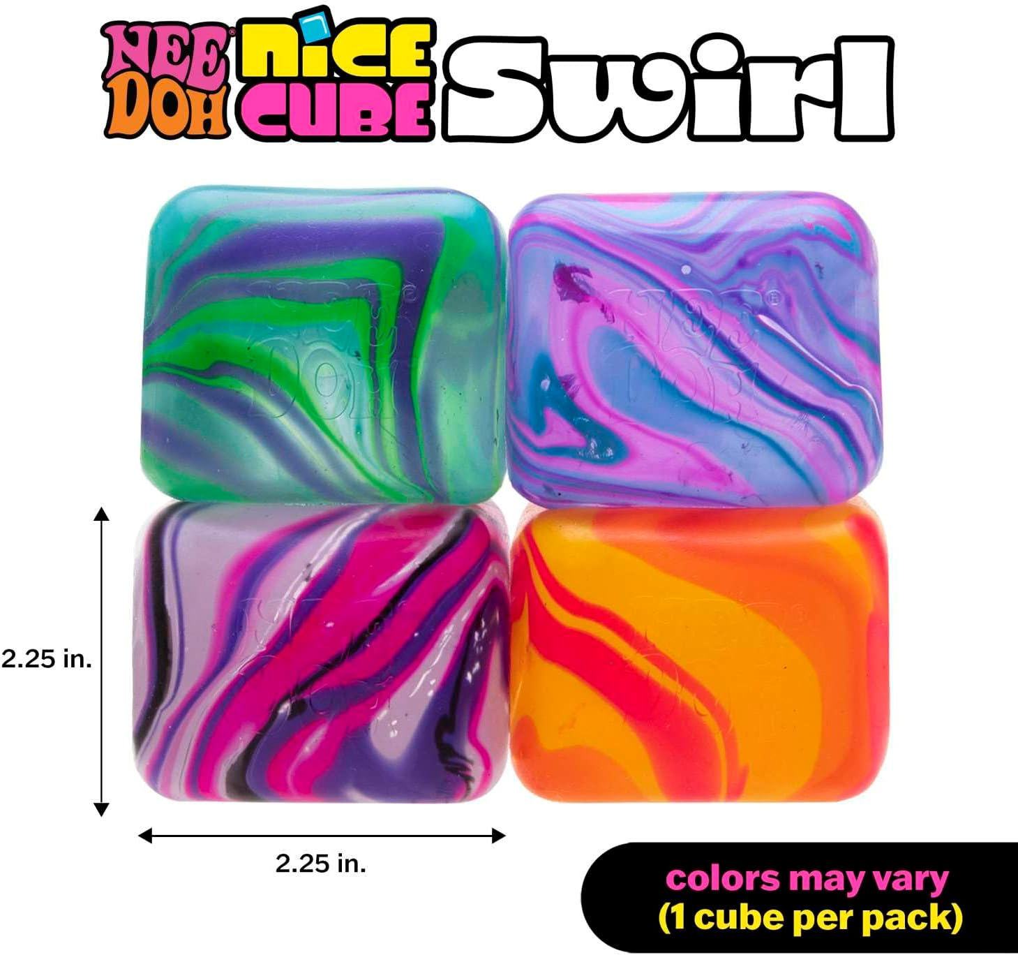Needoh Nice Cube Swirl- Squishy Colourful Stress Toy, Soft & Stretchy Fidget for Sensory Play, Swirled Ice Cube-Inspired Design, Stress Relief for Kids & Adults, Fun Collectible, Assorted Colours image number 4
