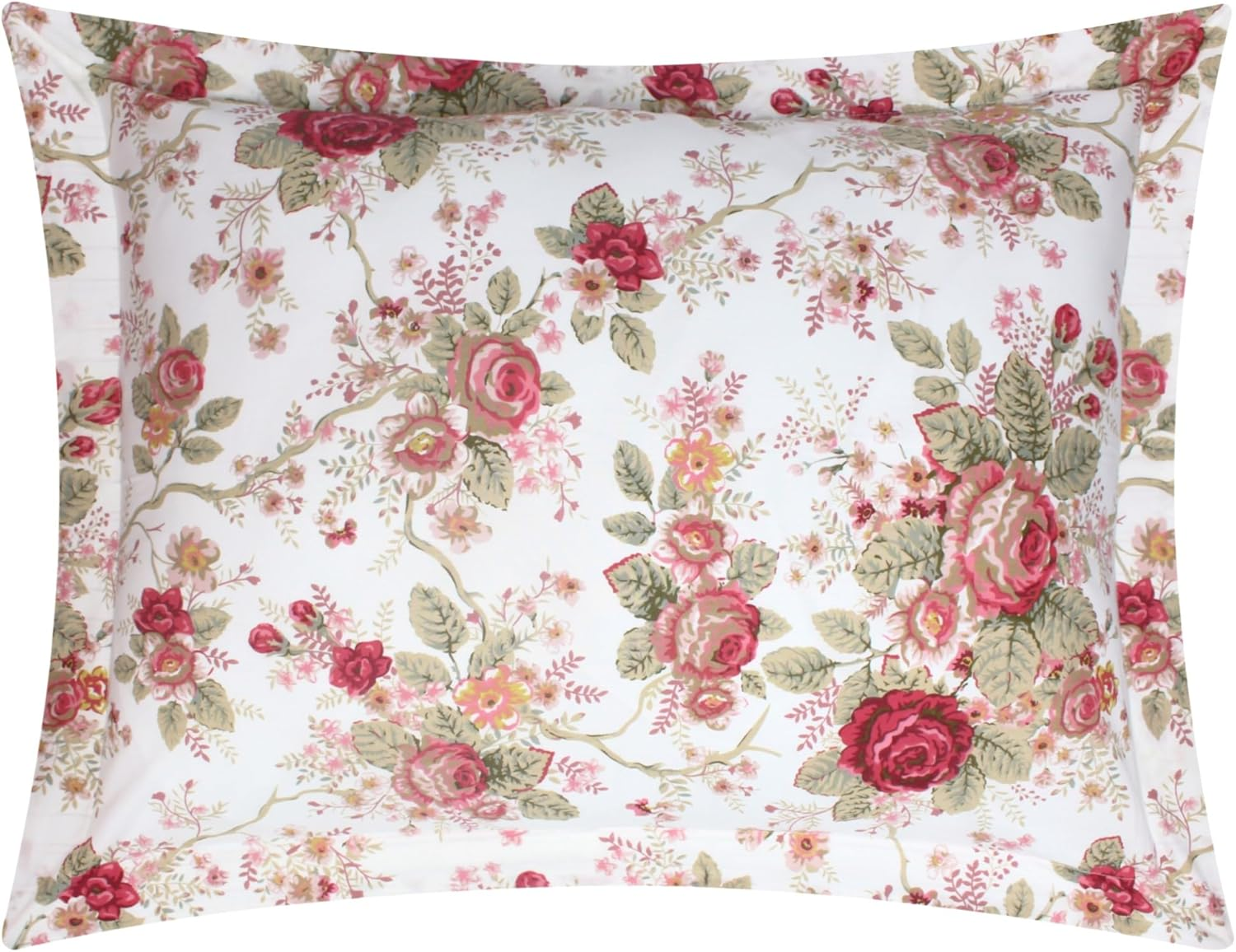 Greenland Home Antique Rose Button Closure Duvet Sham, Standard, Ivory