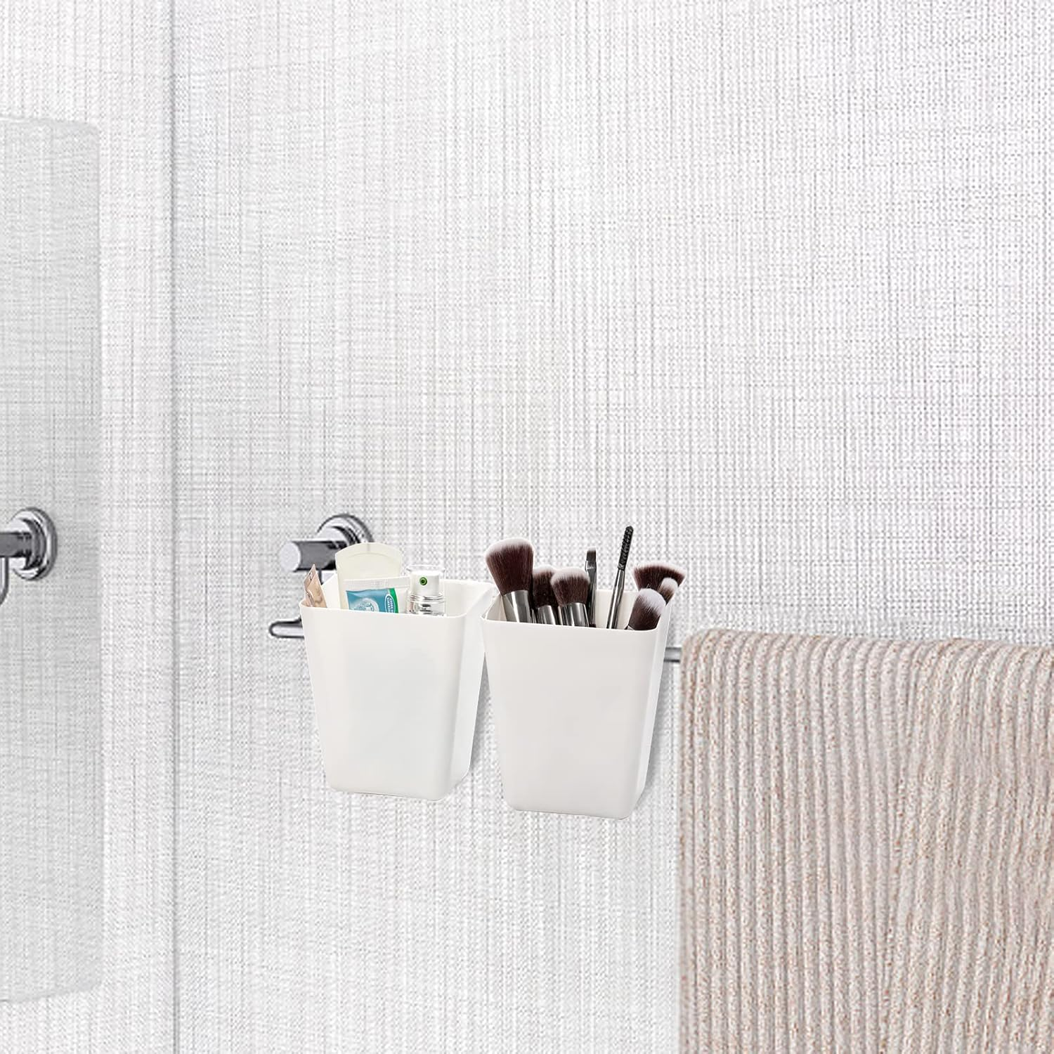 ZEAYEA 12 Pack Hanging Cup Holder, Utility Rolling Cart Accessories, Hanging Pencil Holder, Space Saving Hanging Storage Container Bucket for Organize Home Kitchen Office Craft Supply image number 2