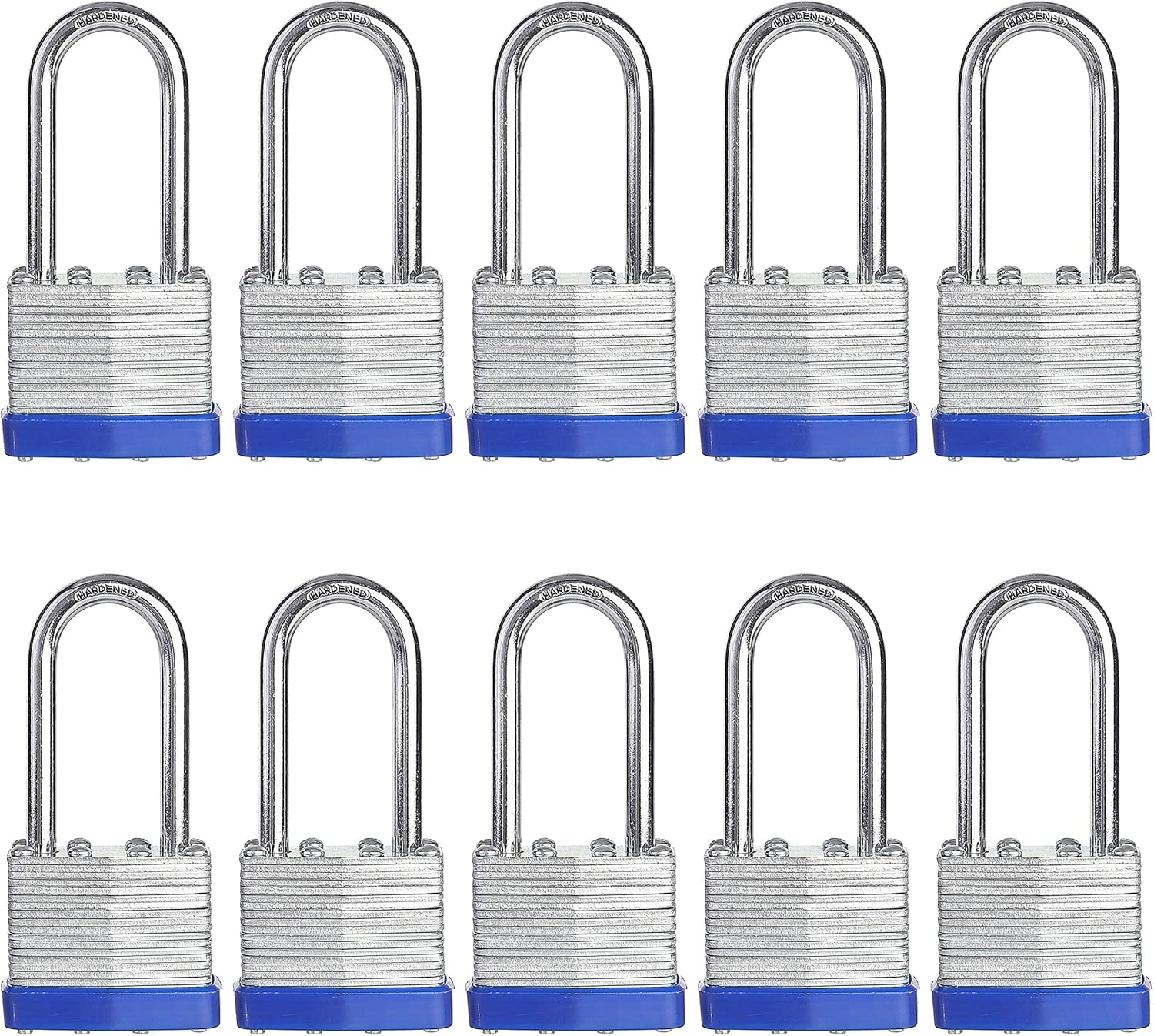Fu Volante Lock, 1-9/16" (40Mm) Laminated Keyed Padlocks, Keyed Alike Locks, 2 Inch Long Shackle Locks- Pack of 10