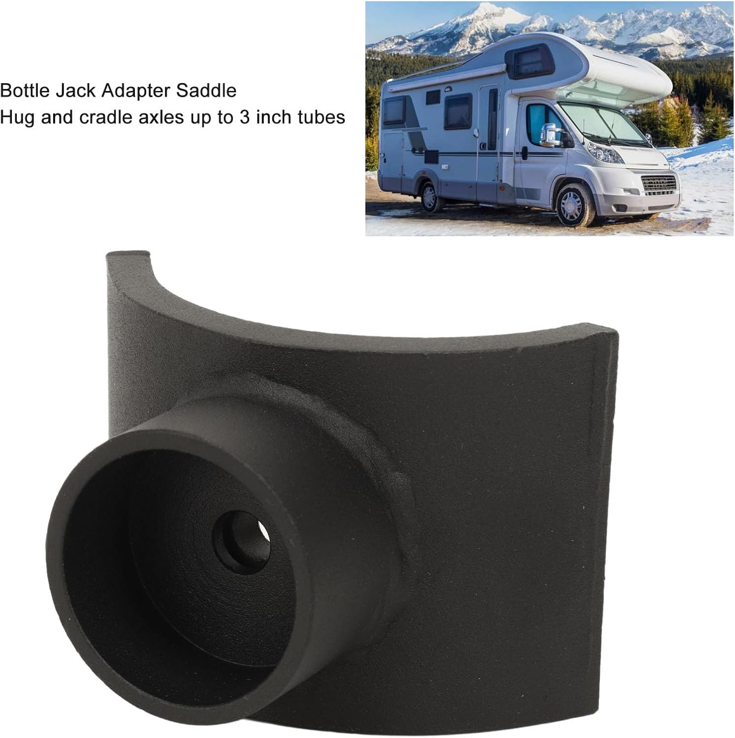 Bottle Jack Adapter Saddle, Bottle Style Jack Floor Jack Axle Adapter Lifting Saddle for 3 Inch Axle Tube, High Strength Hydraulic Lifting Axle Saddle image number 1