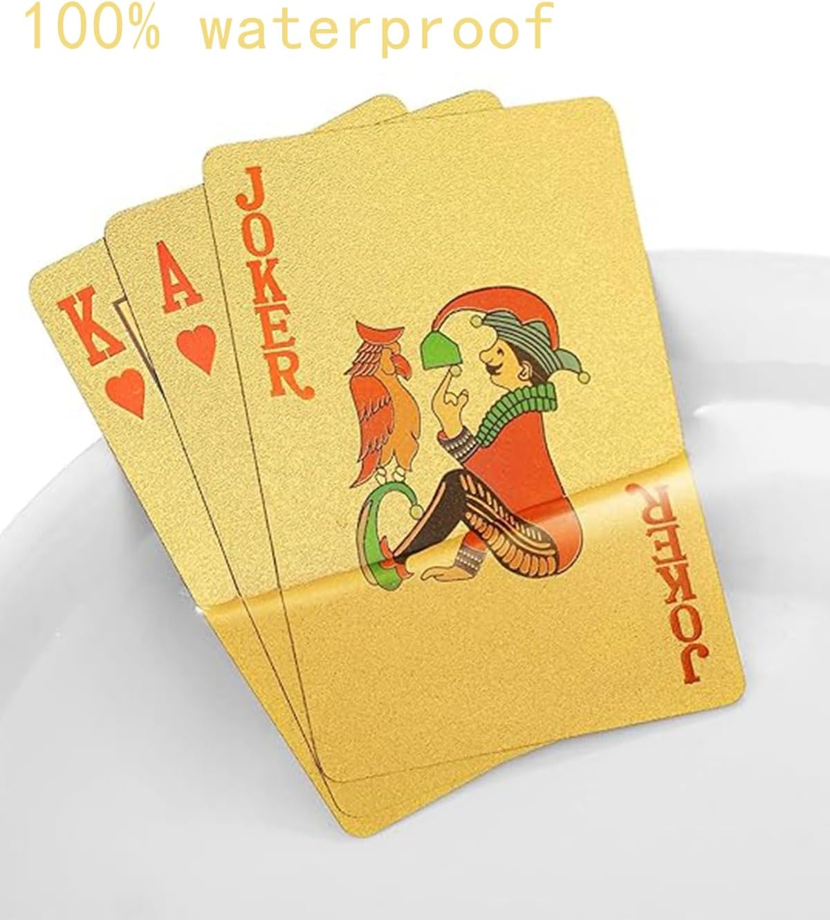 TISSNANY Luxury Playing Cards - Premium PET Material, Waterproof & Scratch-Resistant, Gold-Textured Deck for Poker/Gift/Camping (52+2 Cards W/Golden Collector'S Box) image number 6