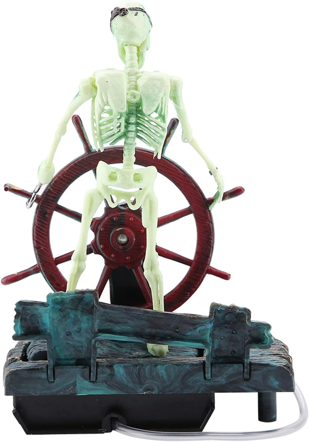 Pirate Captain Skeleton Aquarium Decoration, Vivid Underwater World with Air Action Bubbler for Fish Tank, Landscape Ornament, Ideal Fish Tank Decor image number 5
