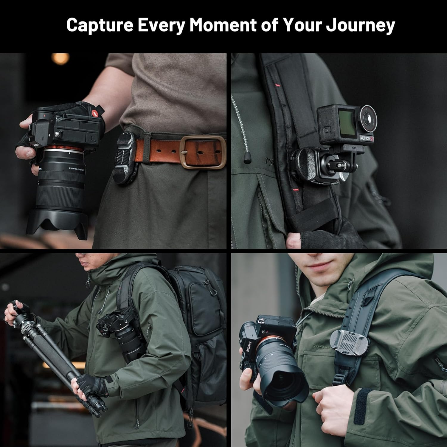 PGYTECH Beetle Camera Clip V2 with Plate, Quick Release Camera Backpack Clip, Arca-Swiss Compatible, Snaplock System for Sony/Nikon/Fuji/Dslr/Mirrorless Cameras, Instant Mounting & Hands-Free Shooting