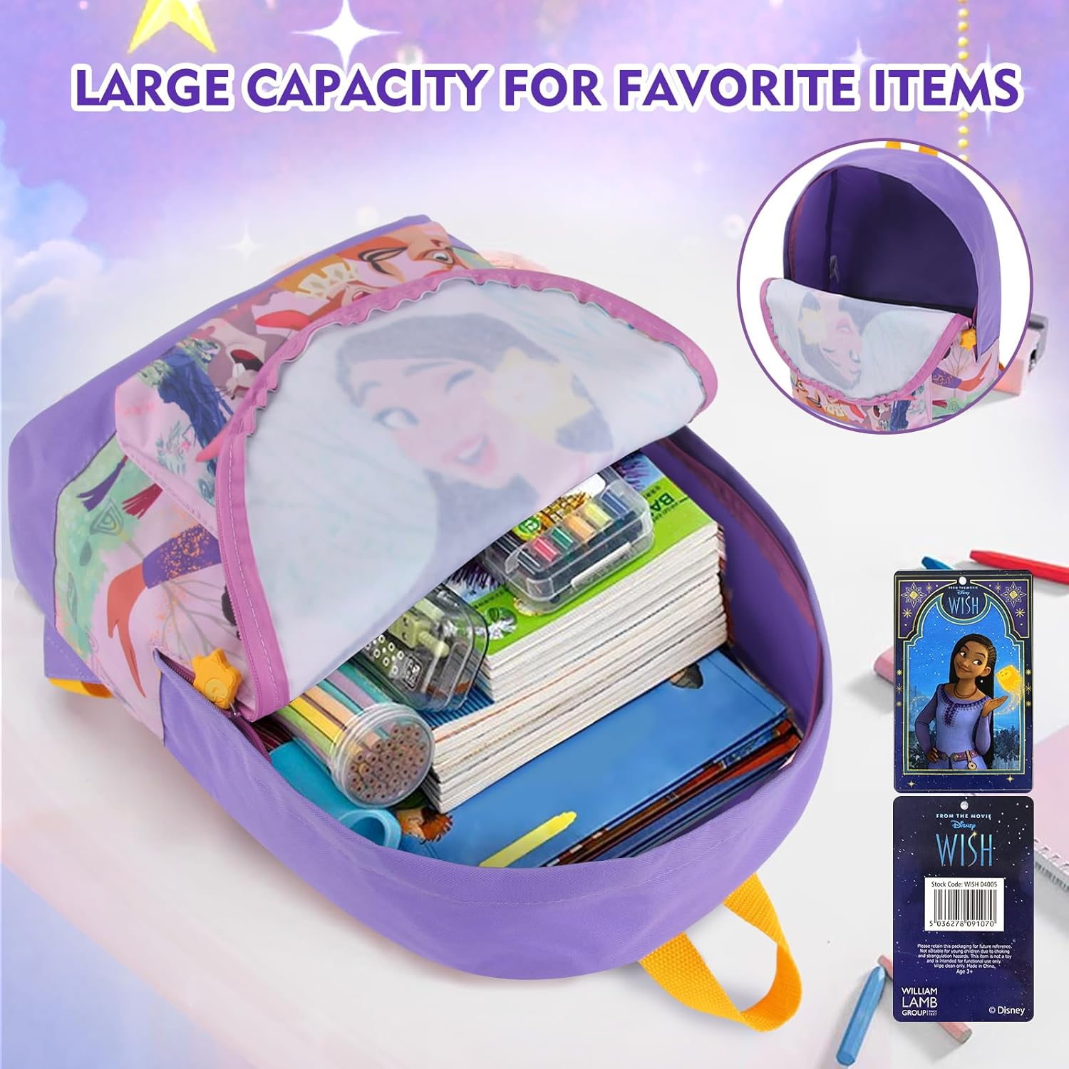 Discoball Kids Toddler Travel Backpack for Girls Boys, Primary Children Disney Wish School Bags for Girls Boys Nursery Cute Cartoon Backpacks, Travel School Bags for Girls Boys Gifts image number 6