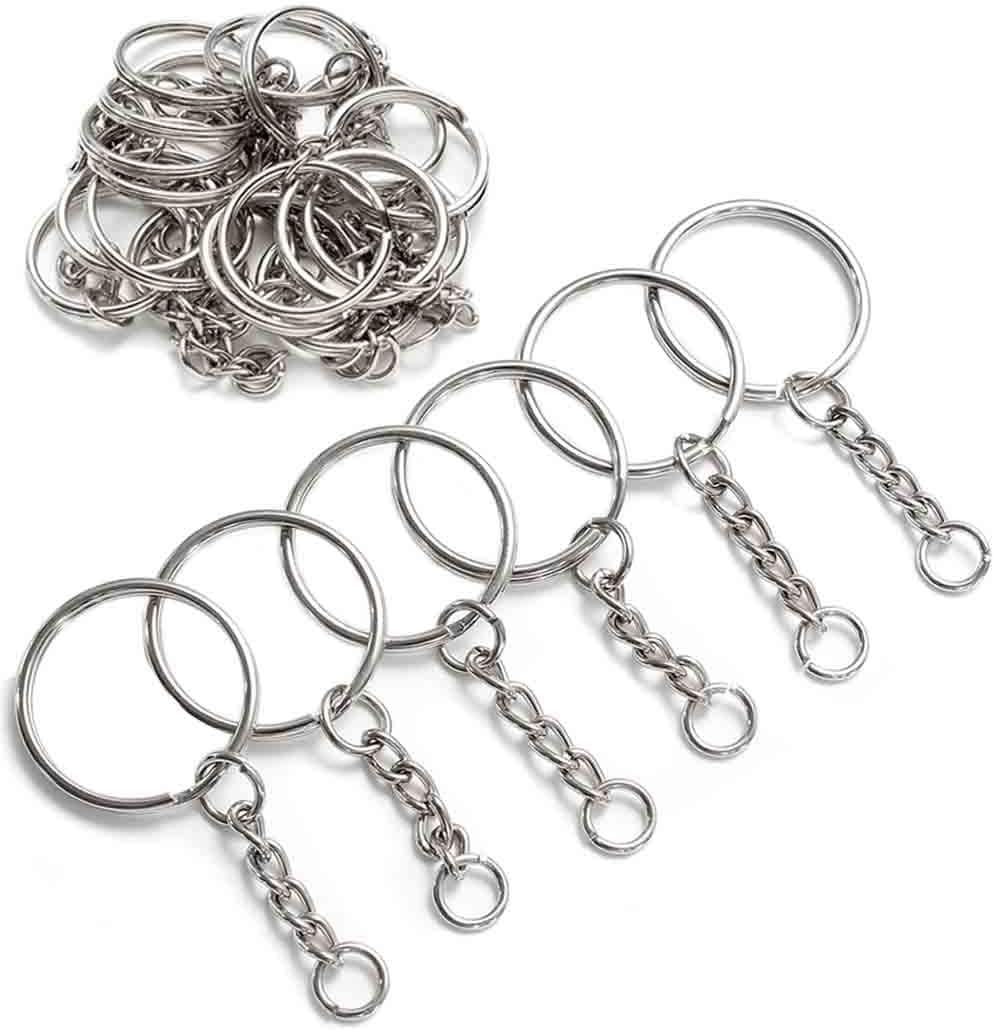 YHYZ Split Key Rings with Chains and Jumper Rings (30 Sets), Premium 1 Inch (25Mm) Metal Key Rings and Keychain Coming with Jumper Rings, Suitable for Crafts, Jewelry Making, Resin, DIY (No Screws) image number 6