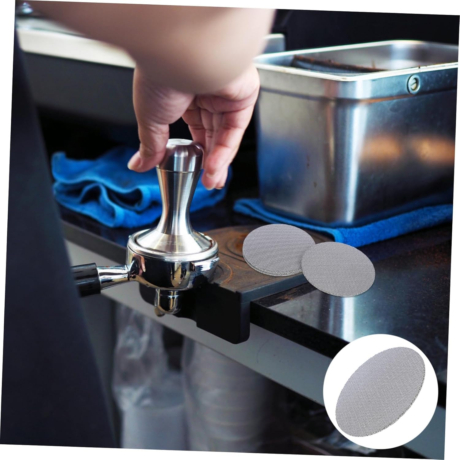 Uonlytech 4Pcs Espresso Filter Stainless Steel Puck Screen for Portafilter Reusable Filter Mesh Coffee Machine Basket Screen Mesh image number 4