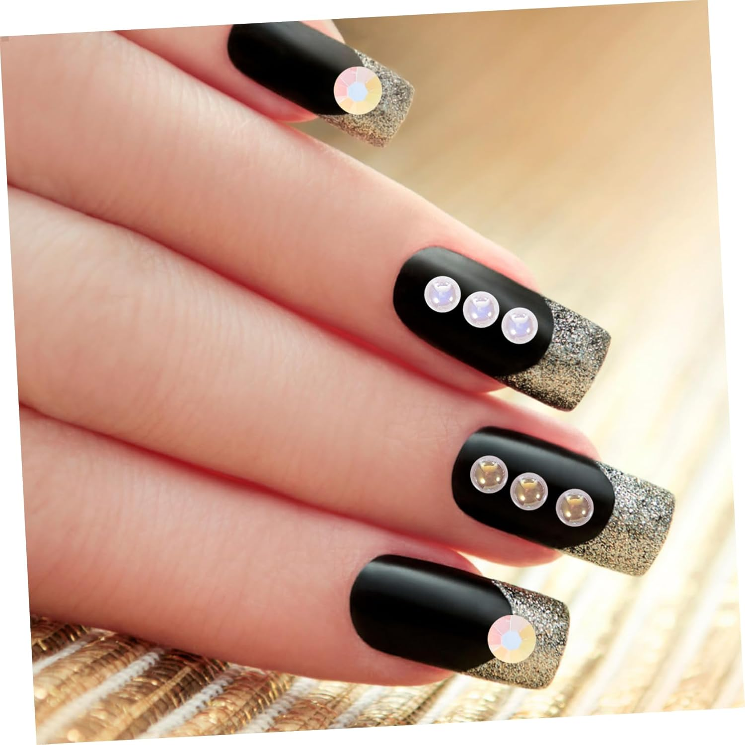 SEWOART Pearl Resin Nail Art Patch for Manicures Shiny Half round Flatback Nail Gems DIY Phone Case Decorative Accessories Pack image number 2