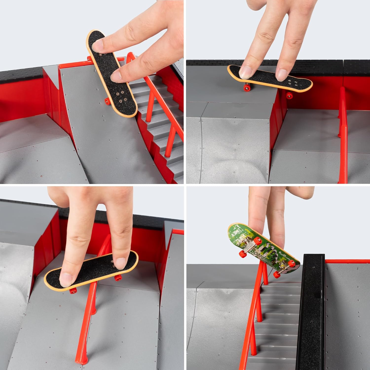 BROKIG Decktoy Finger Skateboard Sets,Fun Fingerboard Skatepark Kit Mini Finger Boards - Finger Training Toys for Kids Boys Gifts or Adult Party Toys (HB-004) image number 2