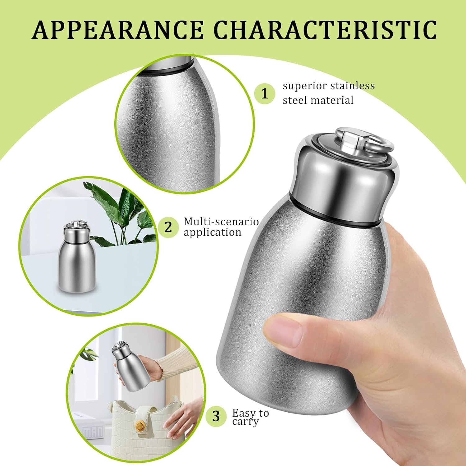 2 Pcs Mini Water Bottle, Mini Insulated Stainless Steel Bottle, 10Oz Insulated Water Bottle, Reusable Leak Proof Stainless Steel Thermos, Leakproof Travel Mug Portable for Home School Office Camping image number 6