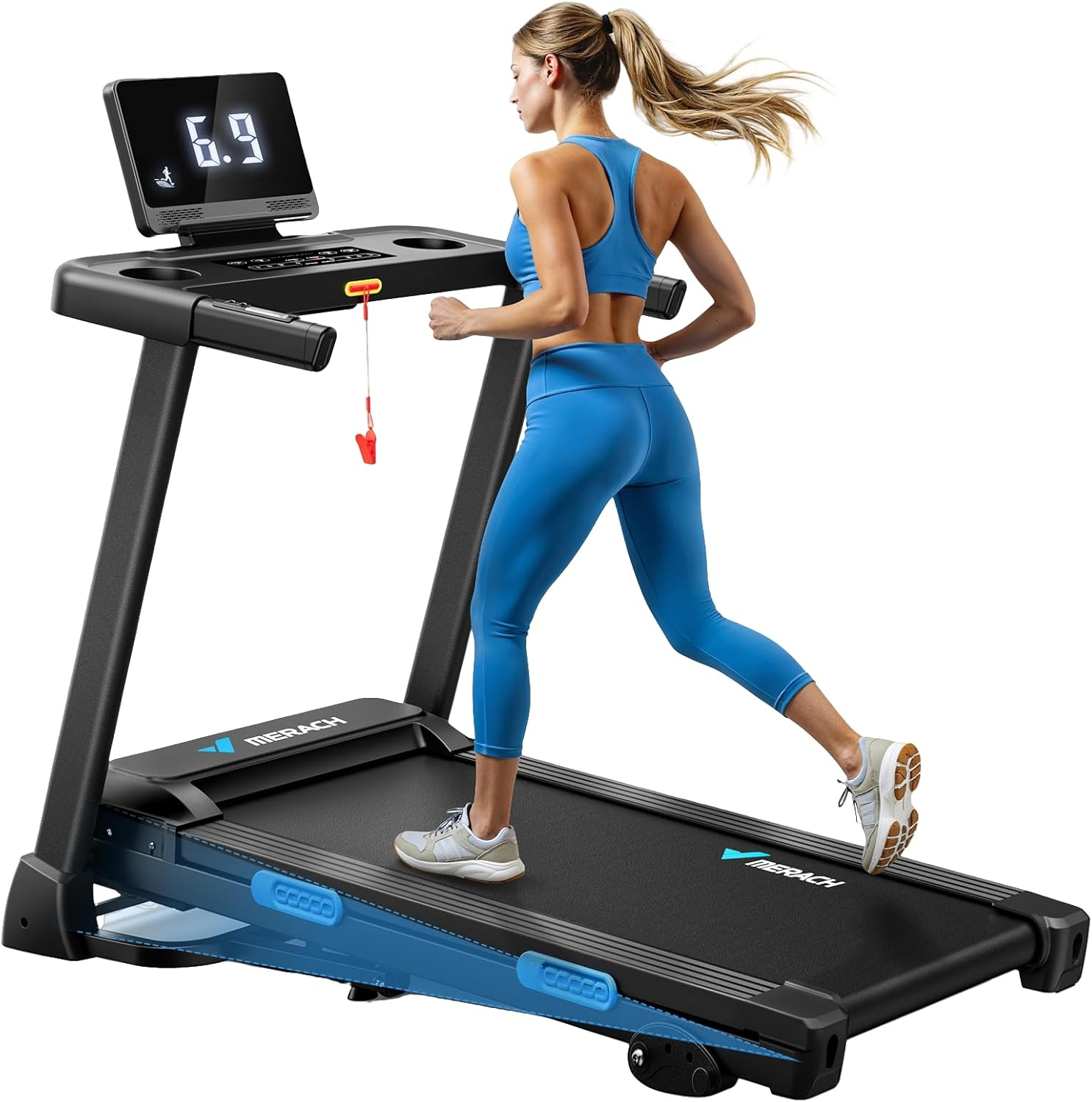 MERACH Treadmill Incline Walking Pad Treadmills for Home for 99% Body, 0.8-12 Km/H Walking Pads with Handle,Foldable Treadmill Walking Pads with Double Deck Tech for Home&Office,Led Display&App image number 5