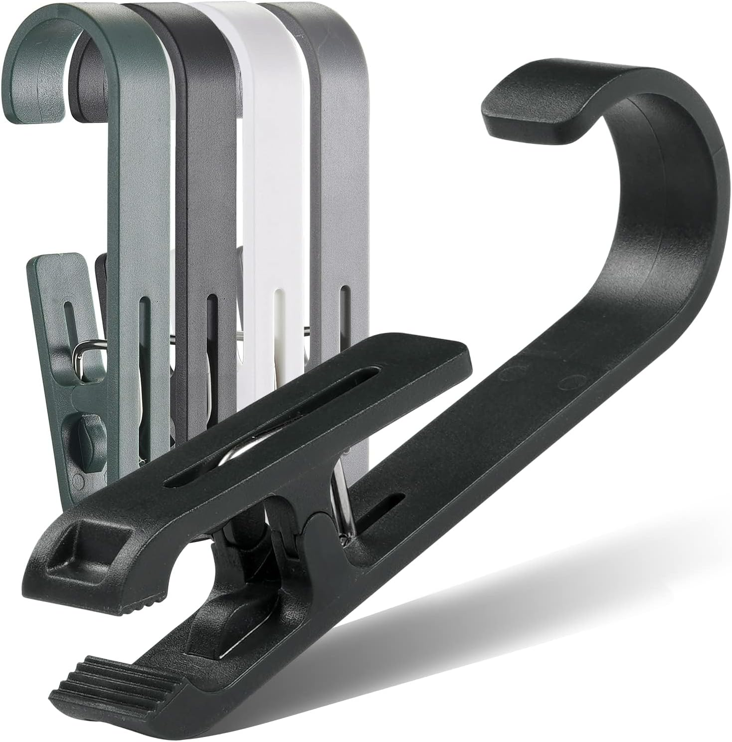 Large Clothes Pins Towel Clips, 8 Pcs Multipurpose Clothes Pins Hook, Strong Plastic Clothes Hanger. S Hook for Shower Curtain Laundry Clothes Pins image number 3