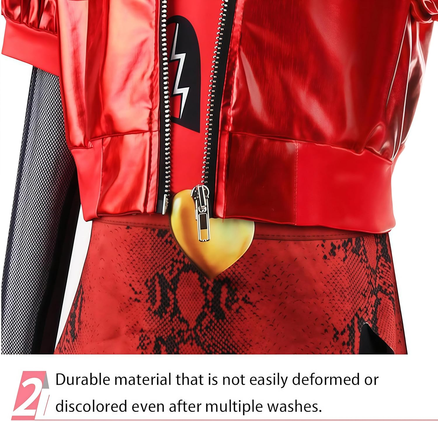 Red Costume for Girls - Rise Red Costume Includes Short Sleeves Jacket Top Flared Pants Wig 4Pcs Halloween Princess Dress up 6-15Y image number 2