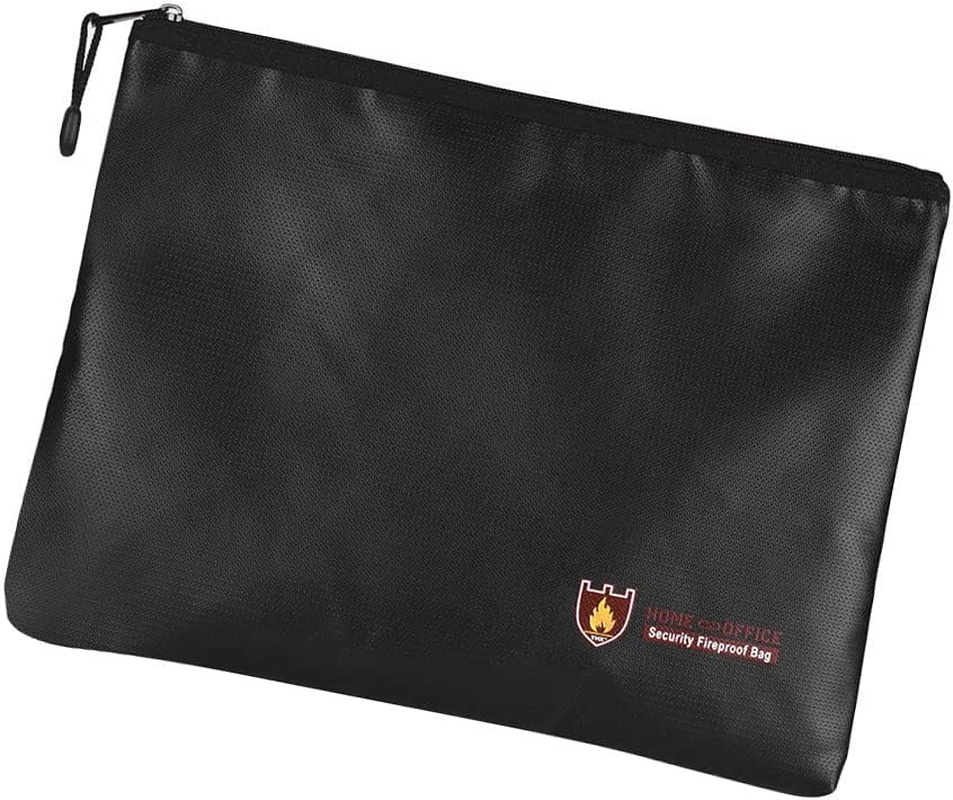 Odorkle Fireproof Document Bag Portable Small Silicone Coated Fiberglass Money Bag with Zipper Closure for File Jewelry Valuables 10.6 X 6.7 X 0.4In Black (Large) image number 2