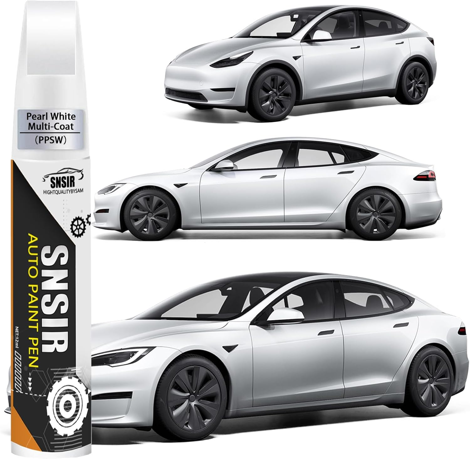 Car Touch up Paint(Pearl White Multi-Coat(Ppsw)) Compatible with Tesla Model Y/3/X/S, Car Paint Pen Scratch Repair Two-In-One Touch up Paint, Premium Car Scratch Remover for Deep Scratches